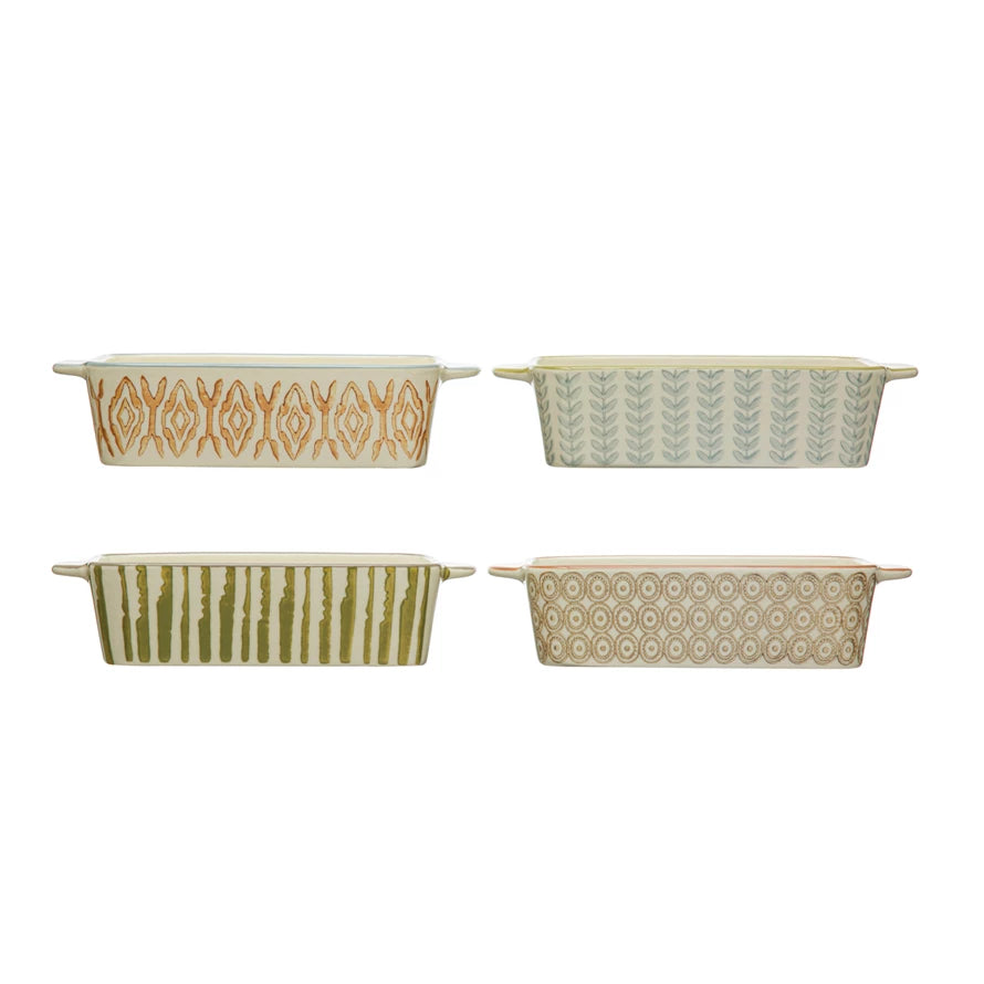 Hand Stamped Stoneware Baker Collection - Premium Ceramic Baking Dishes for Bread, Cakes & Desserts - Perfect for Home Baking, Holiday Gifts & Kitchen Decor