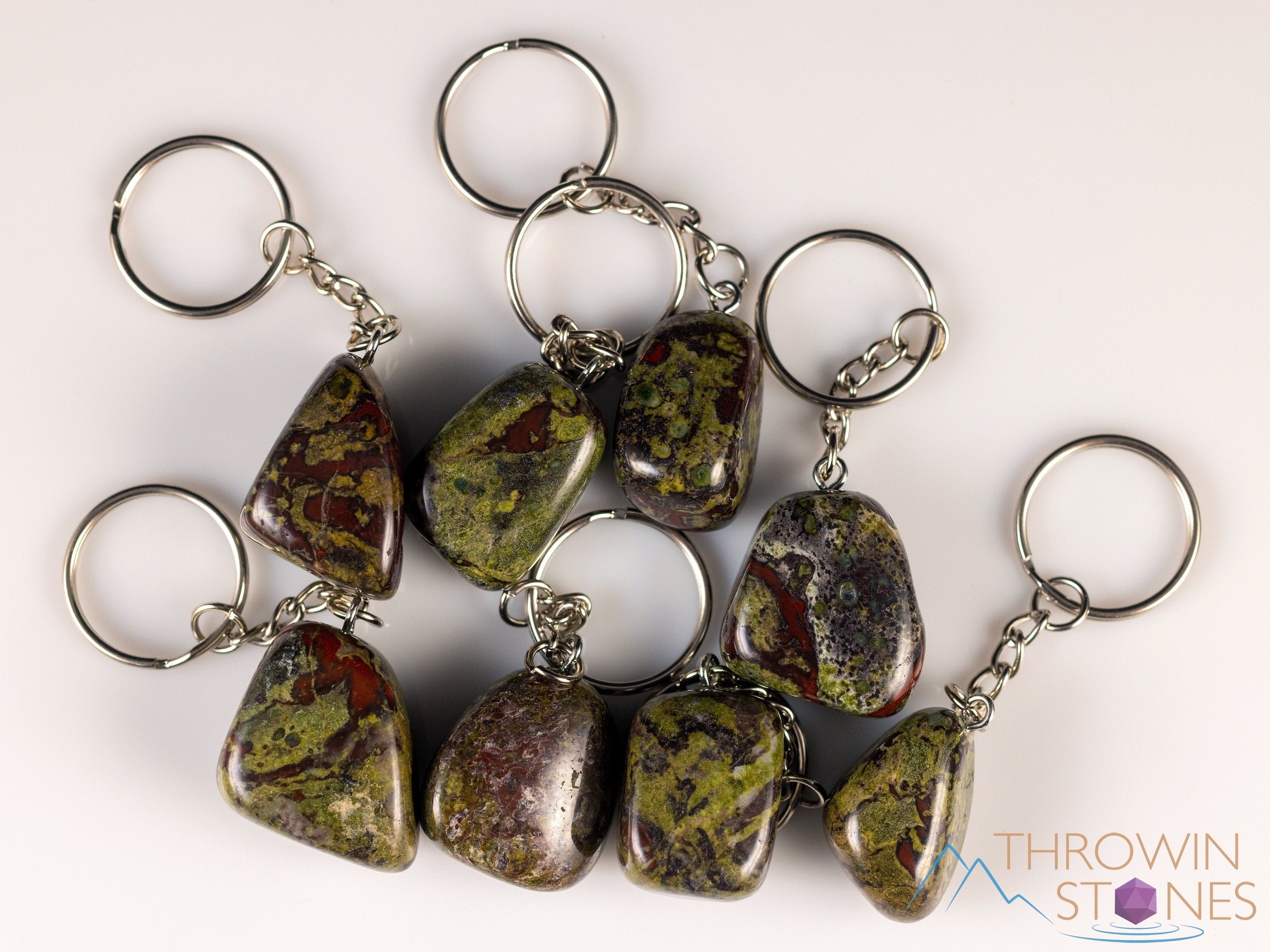 DRAGON'S Blood Jasper & Lepidolite Crystal Keychain - Tumbled Healing Stones for Self Care, Anxiety Relief, Chakra Balancing - Perfect Spiritual Gift (E2125) for Meditation, Travel & Daily Carry