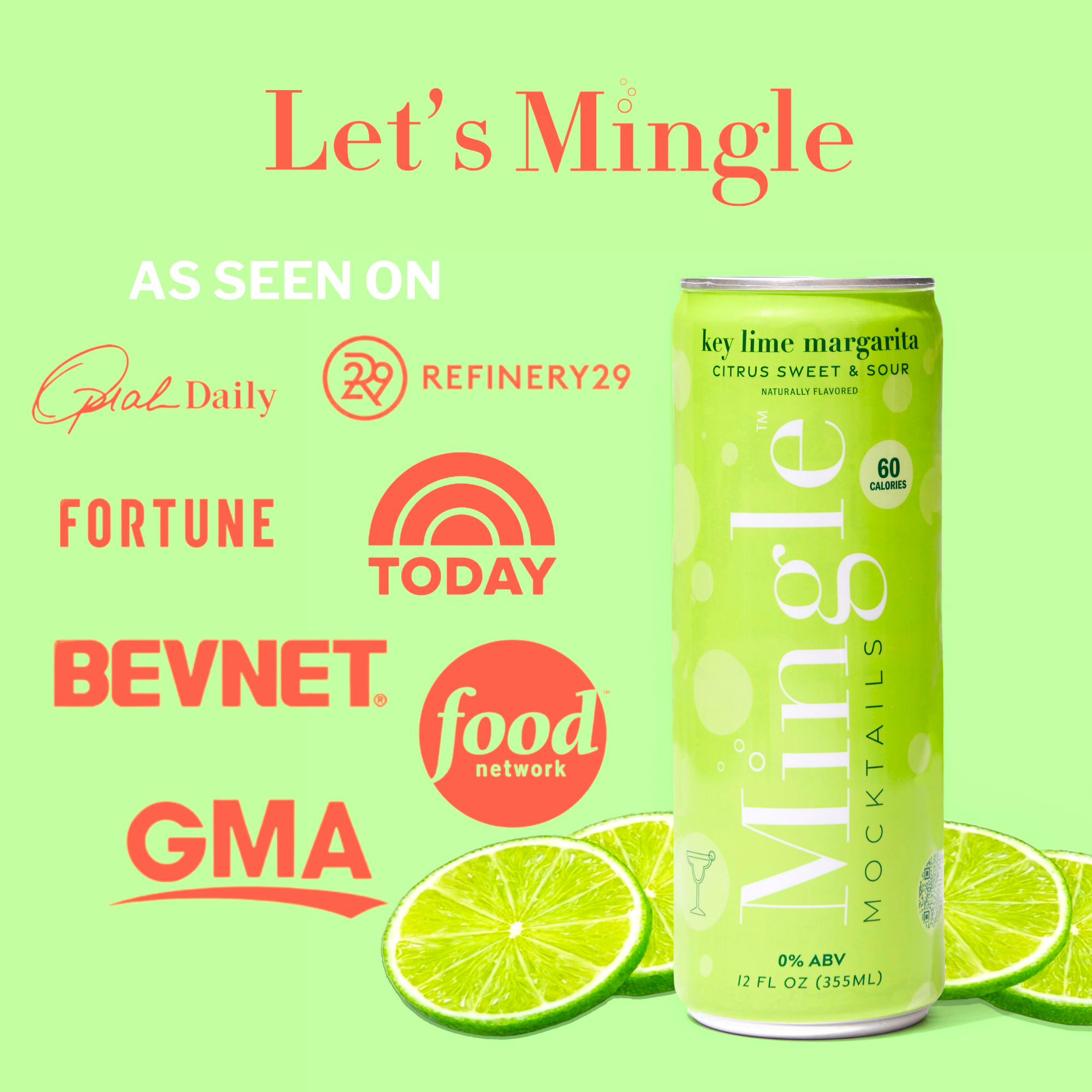 Mingle Mocktails Key Lime Margarita Non-Alcoholic Drink Mix - 24 Pack (6x4 12oz Cartons) - Perfect for Parties, Weddings & Family Gatherings