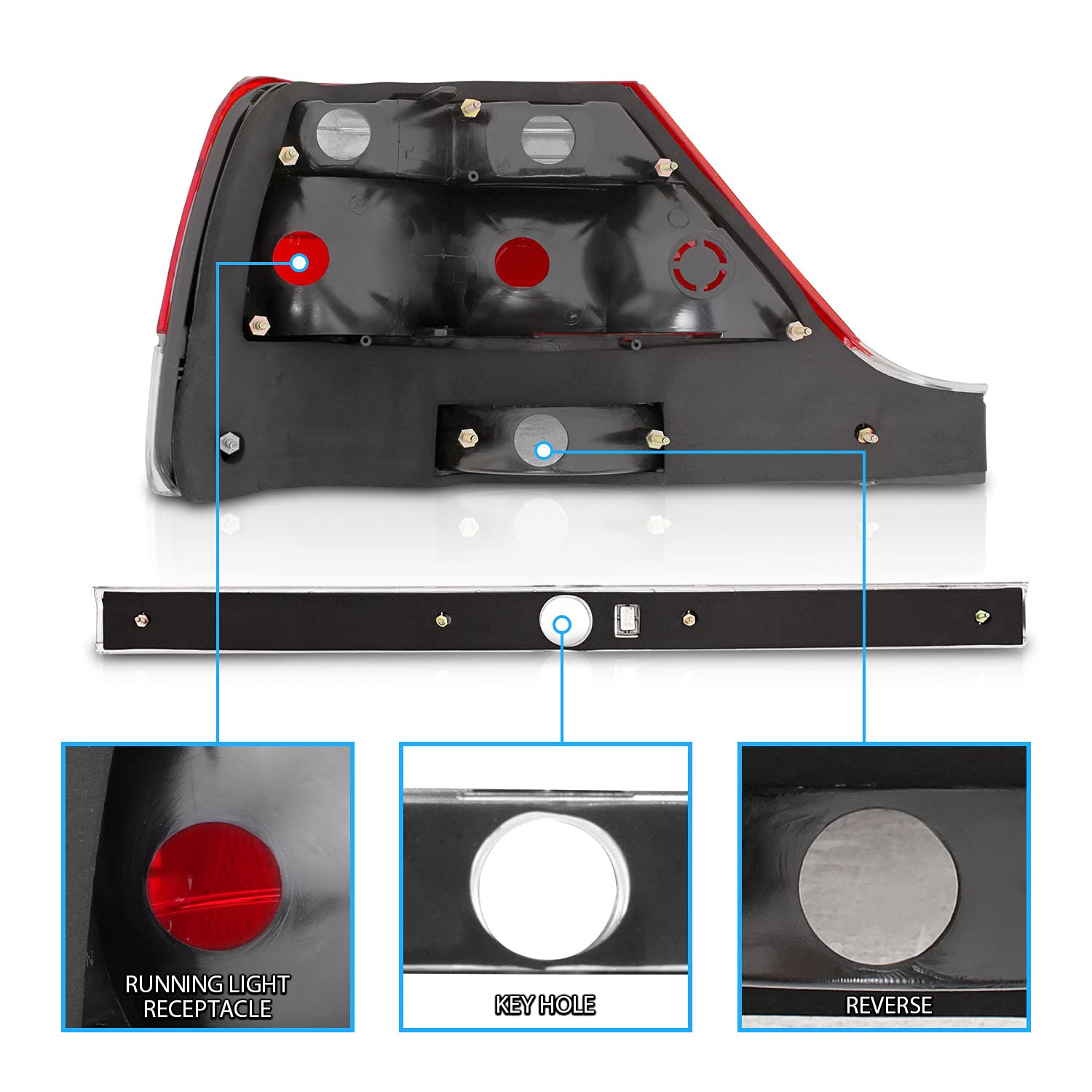 AmeriLite Red Clear Replacement Tail Lights Set for 1997-1999 Mercedes Benz S Class W140 - Left & Right Side - Enhance Nighttime Safety & Style