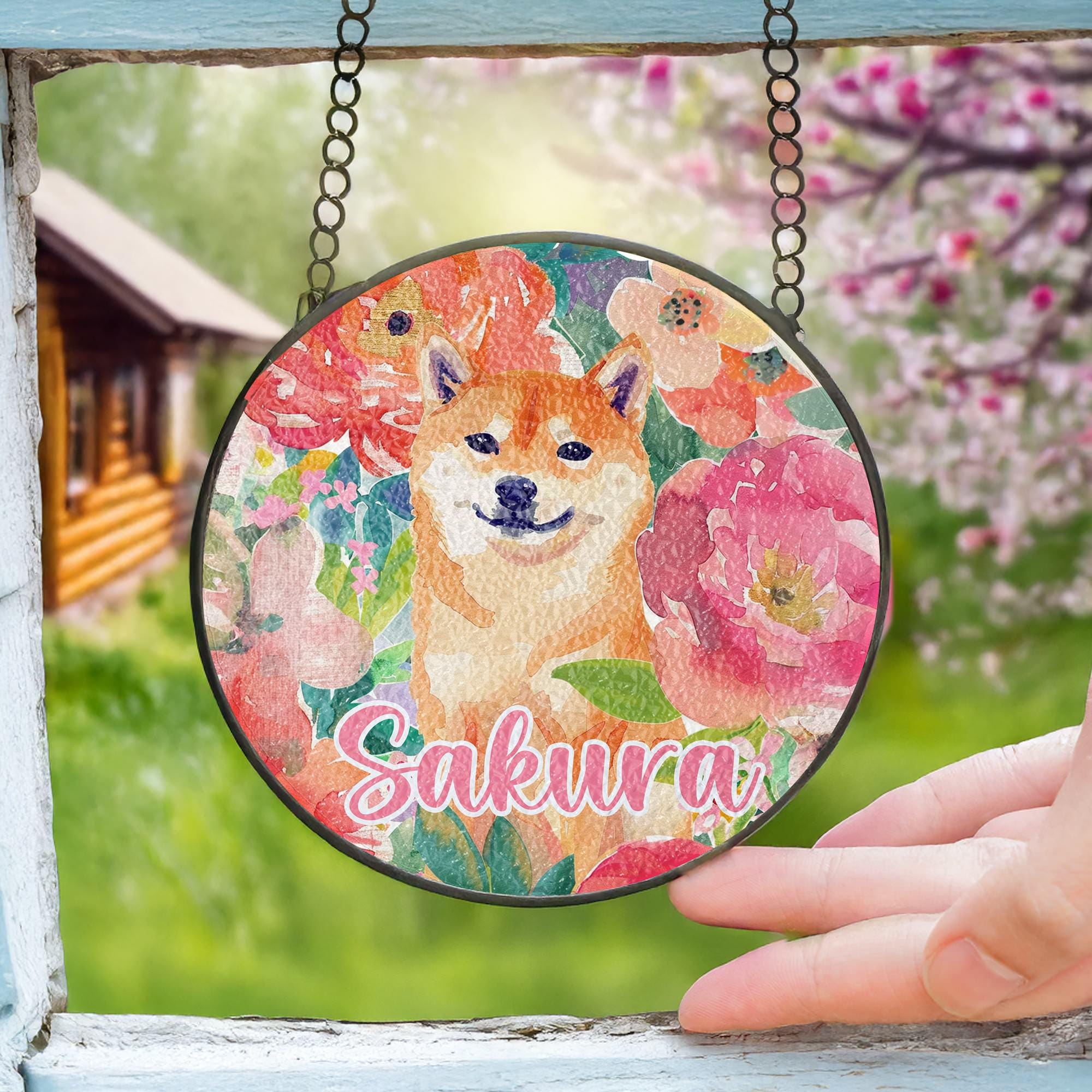 Custom Shiba Inu Stained Glass Suncatcher - Memorial Gift for Dog Lovers, Perfect Window Decor for Pet Parents - Thoughtful Japanese Shiba Inu Loss Gift for Home, Office, or Memorial Display