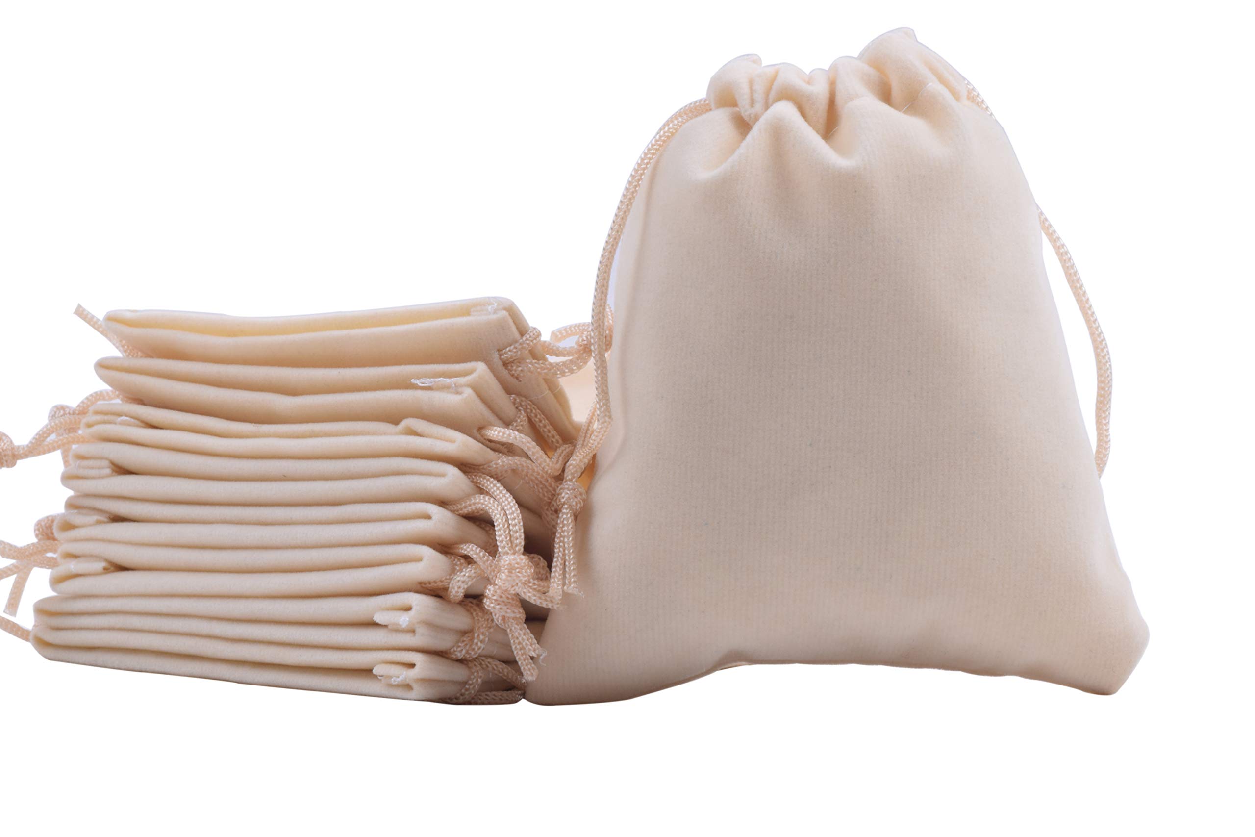 Sansam 25-Piece Cream Velvet Drawstring Bags for Jewelry Storage, Wedding Favors, Party Gifts, Candy Bags - 4.8x6.0 Inches - Elegant Gift Packaging for Bridesmaids, Baby Showers & Special Occasions