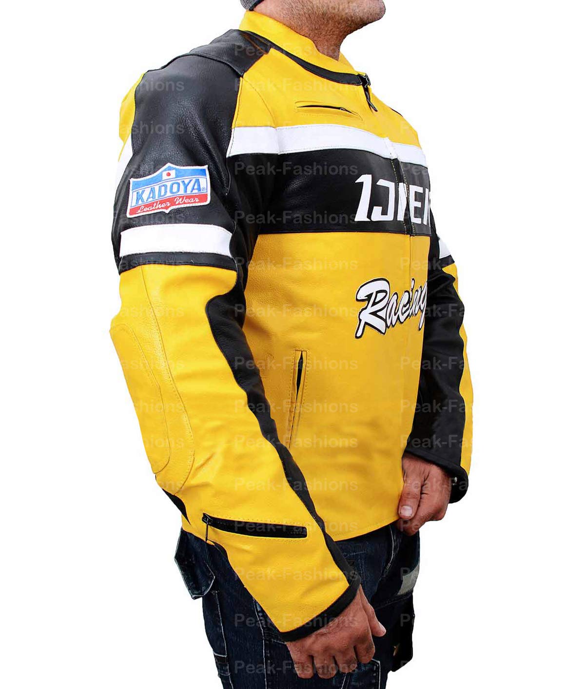 Men's Dead Rising 2 Chuck Greene Biker Jacket - Yellow Faux Leather Motorcycle Jacket for Cosplay, Halloween & Gaming Conventions