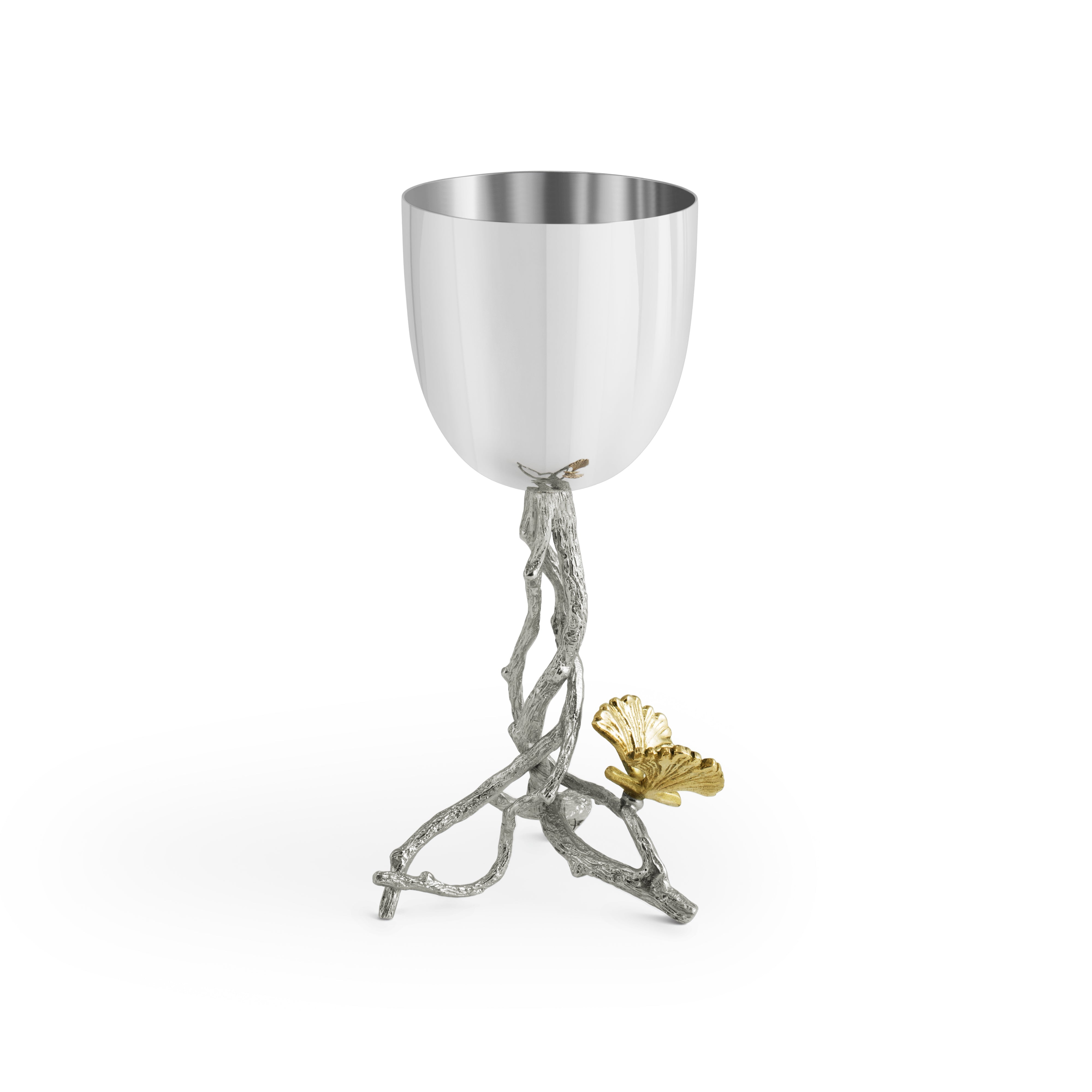 Elegant Butterfly Ginkgo Kiddush Cup - Handcrafted Jewish Ritual Wine Goblet for Shabbat, Holidays & Special Ceremonies - Perfect for Passover, Rosh Hashanah & Wedding Celebrations