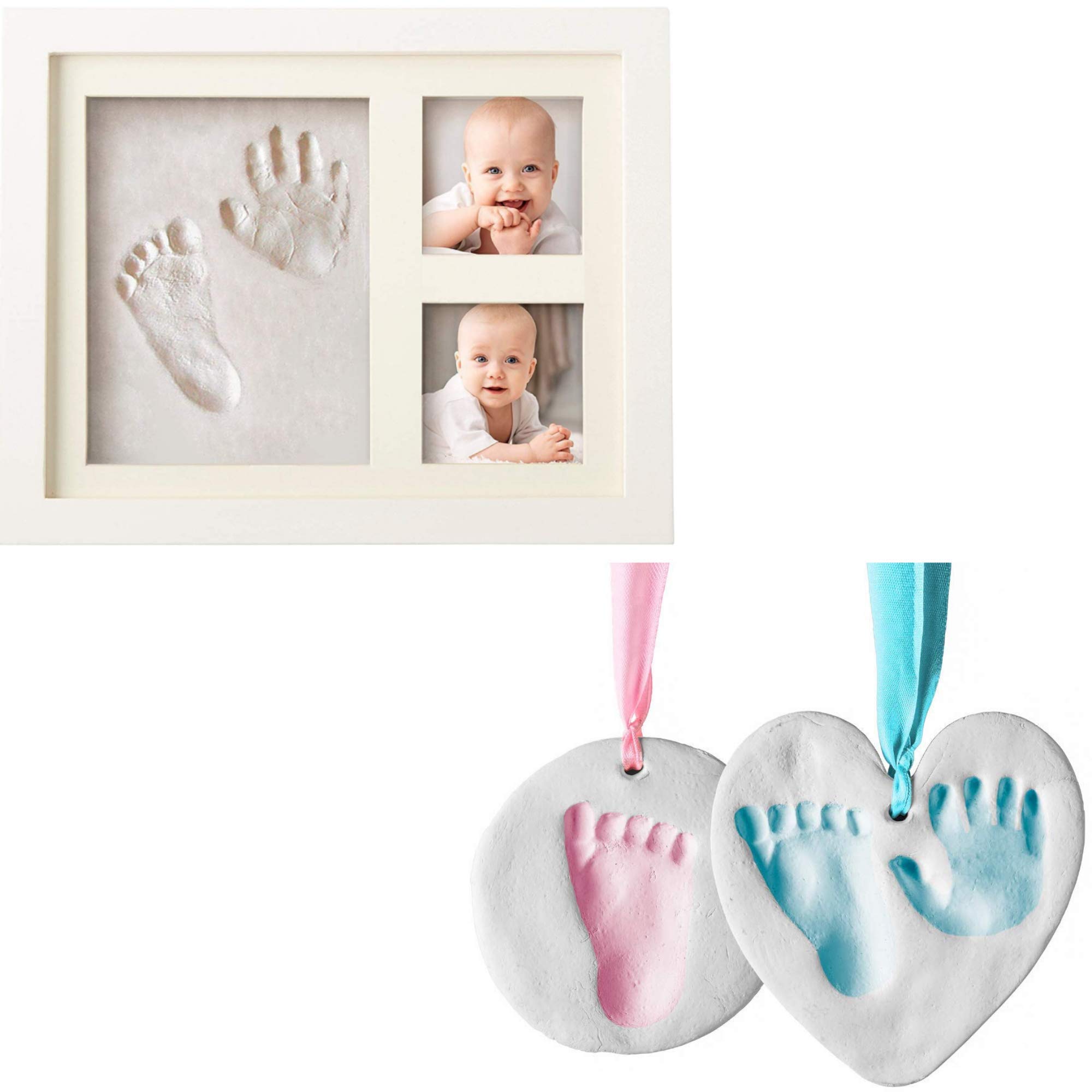 Bubzi Co Baby Handprint and Footprint Frame Set - Personalized Keepsake Gift for Baby Boys & Girls - Unique Baby Shower Present & Nursery Wall Decor - Perfect for Newborn Memories, Christening Gifts, and Nursery Room Decoration