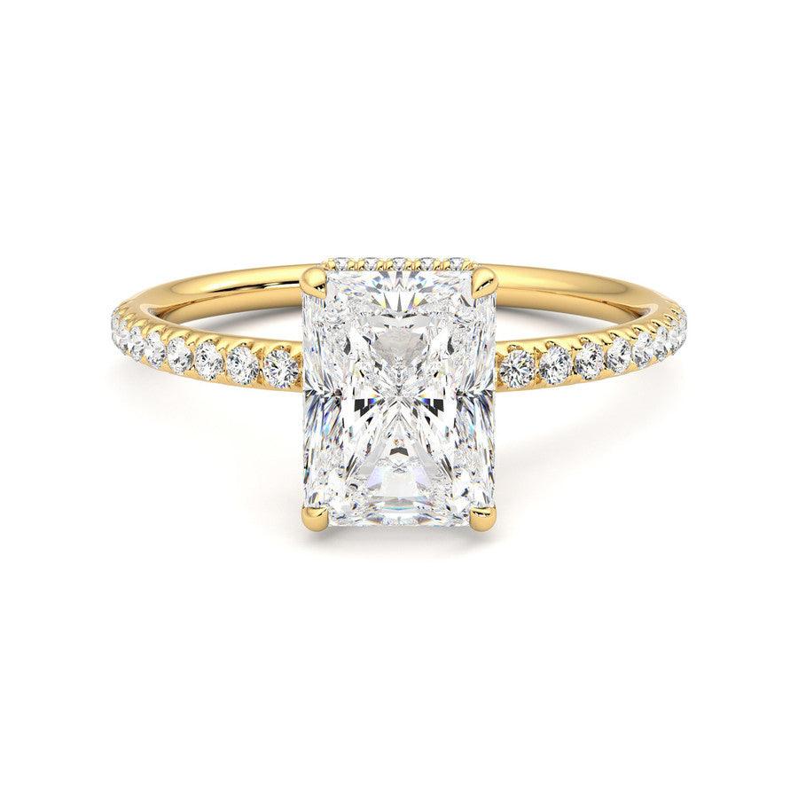 Exquisite Radiant Cut Moissanite Engagement Ring with Hidden Halo & Anniversary Accent Stones | Perfect for Proposals, Weddings & Anniversary Gifts