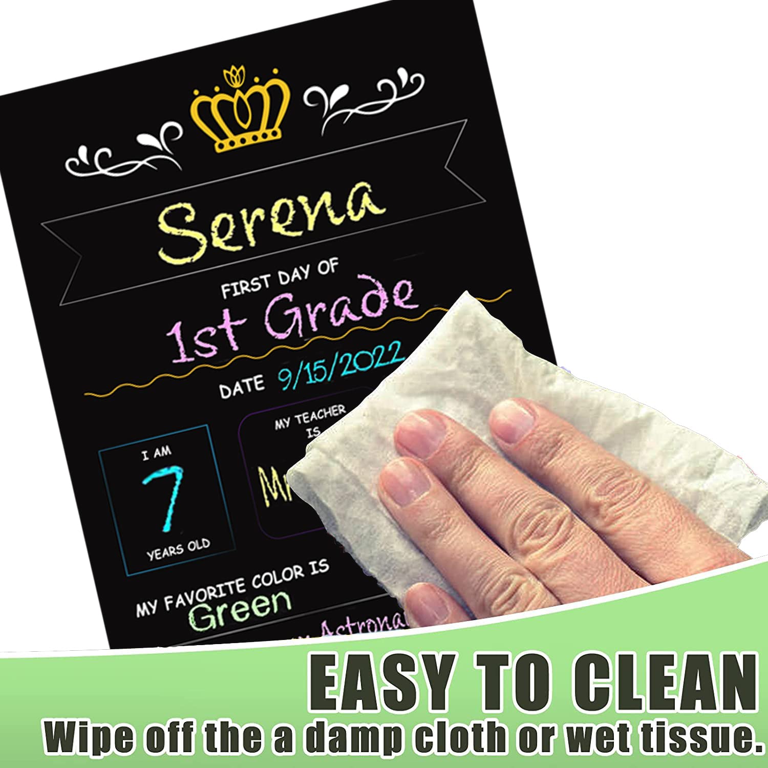 Double Sided Reusable Wooden Chalkboard Sign - 11.8