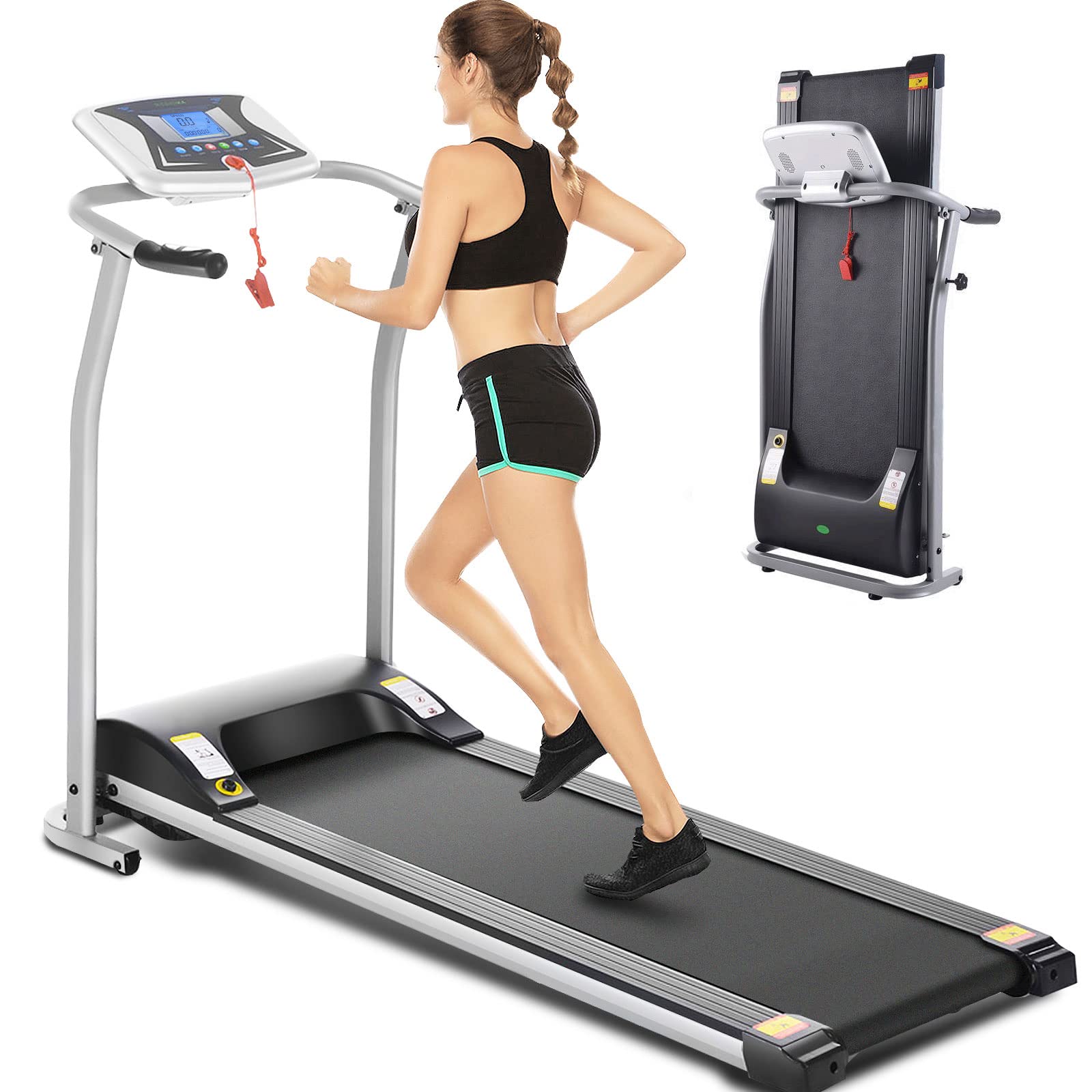ANCHEER Folding Treadmill for Home Use - Electric Running Machine with LED Display & Heart Rate Monitor, Compact Exercise Equipment for Walking/Jogging - Perfect for Home Gym, Office Fitness & Small Spaces