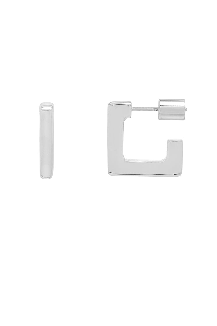 Square Hoops Ebe5901S - Elegant Gold-Plated Square Hoop Earrings for Women, Trendy Geometric Jewelry for Everyday Wear & Special Occasions
