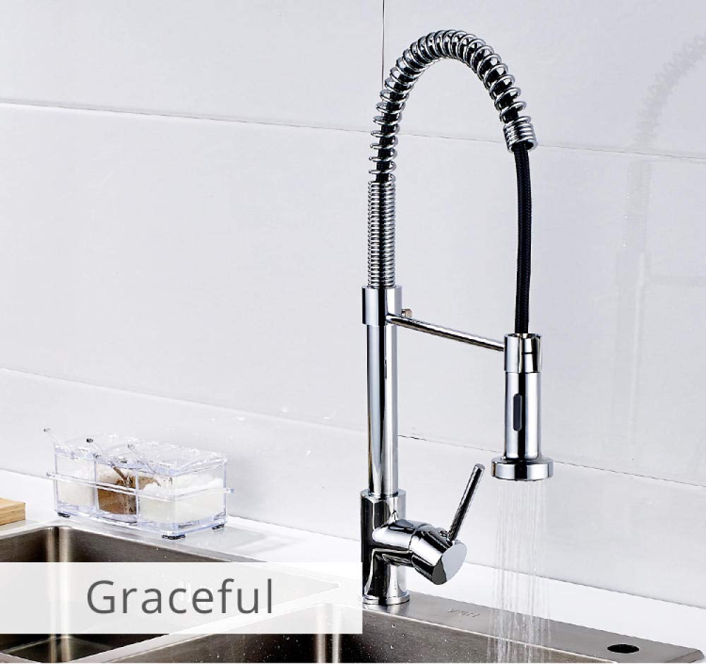 **Deck Mounted Single Hole Pull Out Kitchen Faucet - Chrome Finish Sink Mixer Tap with Handle | Perfect for Modern Kitchens & Easy Dishwashing**