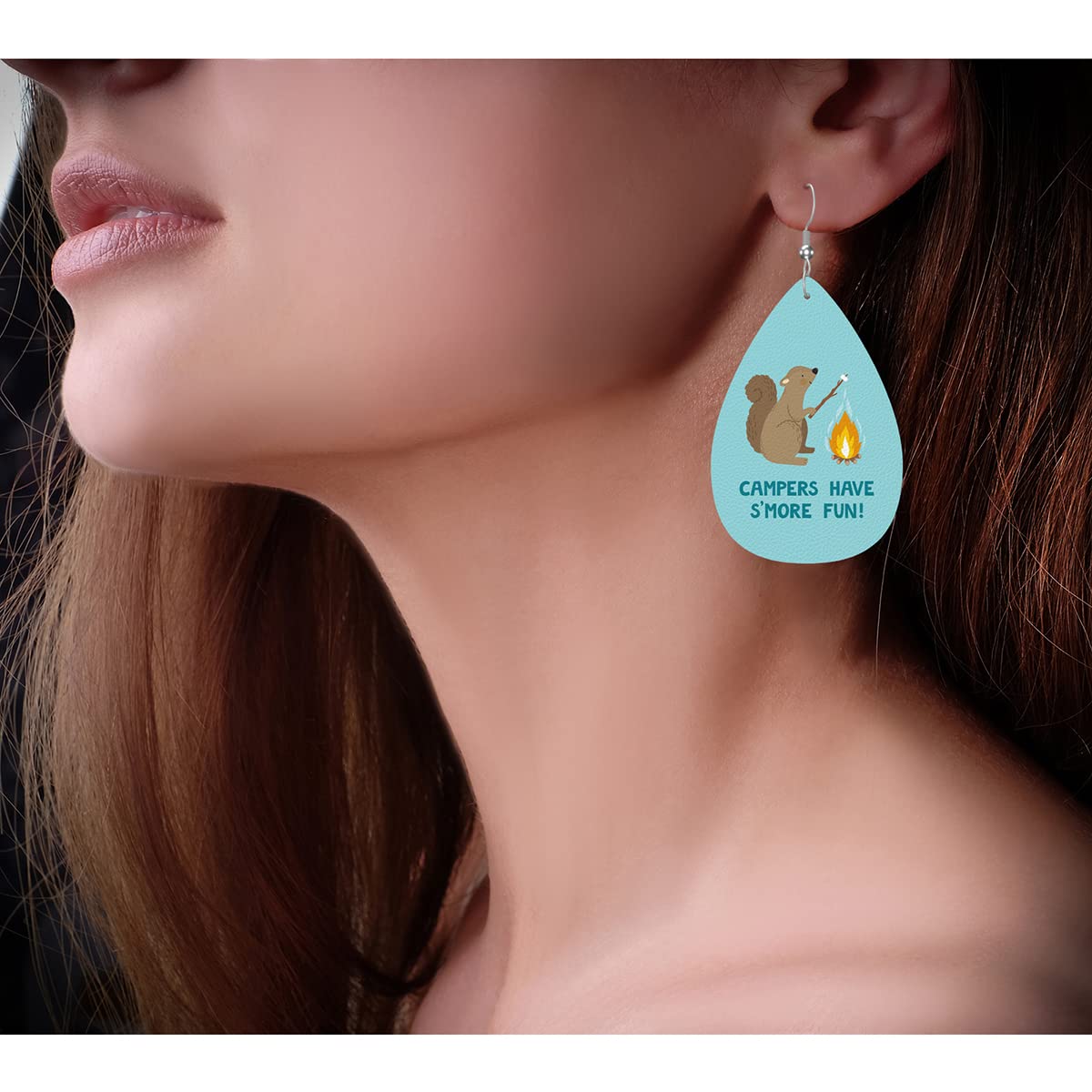 Zokola Squirrel Faux Leather Earrings for Women - Cute Animal Dangle Earrings with Marshmallow Campfire Design, Fashion Jewelry Gift for Friends | Perfect for Casual Wear, Parties & Outdoor Adventures