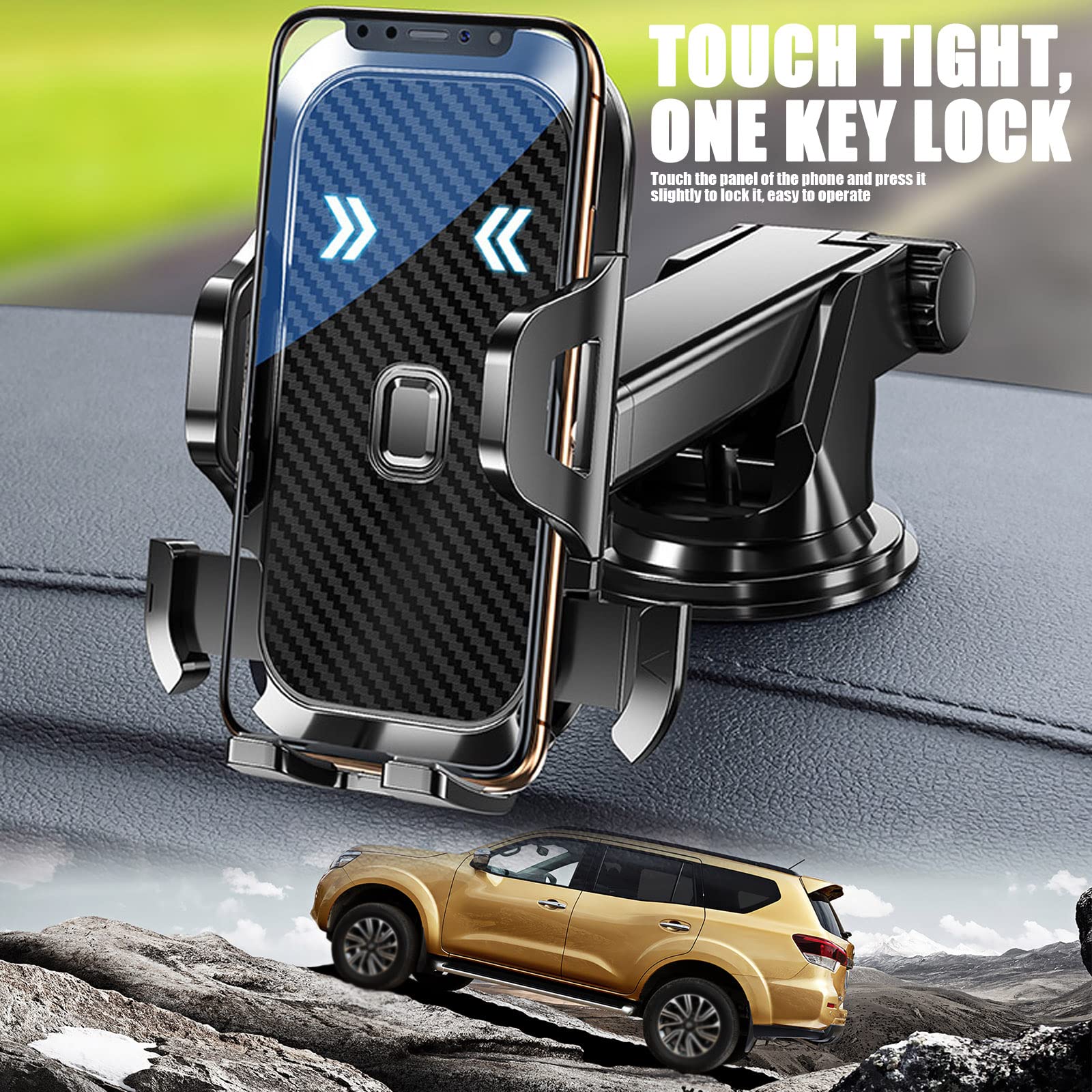 Universal Car Phone Mount Holder - 360° Adjustable Dashboard Windshield Air Vent Phone Stand with Strong Suction Cup & Telescopic Arm for iPhone 14/13/12 Pro Max, Samsung Galaxy - Perfect for GPS Navigation, Hands-Free Calling & Road Trips