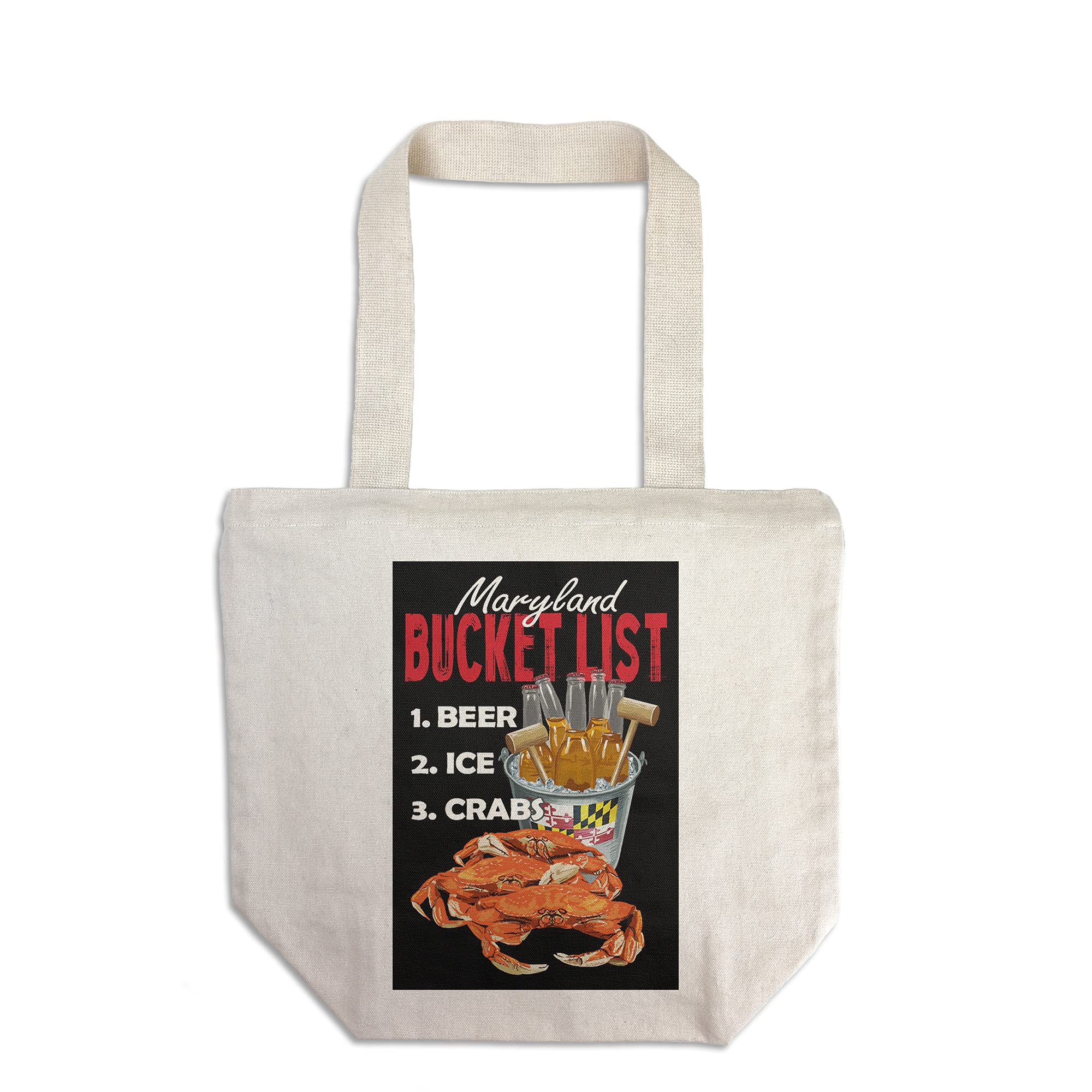 Maryland-Inspired Beer & Crabs Design 100% Cotton Canvas Reusable Tote Bag - Perfect for Grocery Shopping, Beach Trips & Eco-Friendly Lifestyle