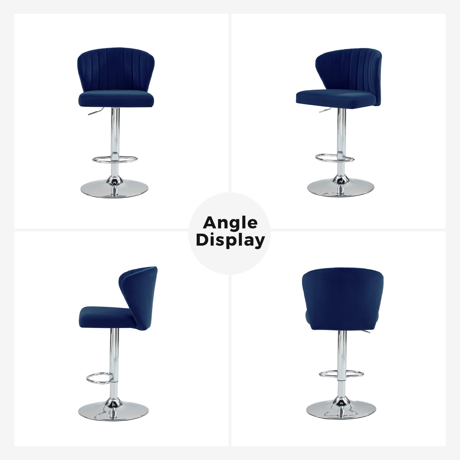 Geoff Modern Adjustable Swivel Bar Stool - Height Adjustable Kitchen Island Stool with 360° Rotation for Home, Office & Cafe Use