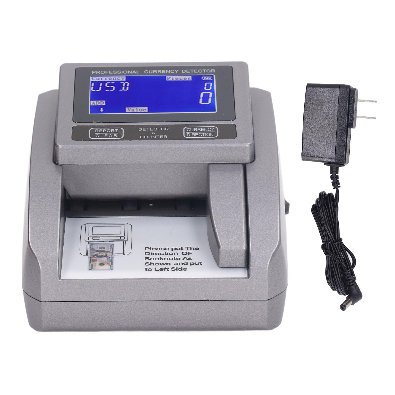 Garosa Portable Money Counter Machine with LED Display - Compact USD Bill Counter & Counterfeit Detector, Handheld Cash Counting Machine (US Plug AC100-240V 50/60Hz) for Retail Stores, Banks, and Small Businesses