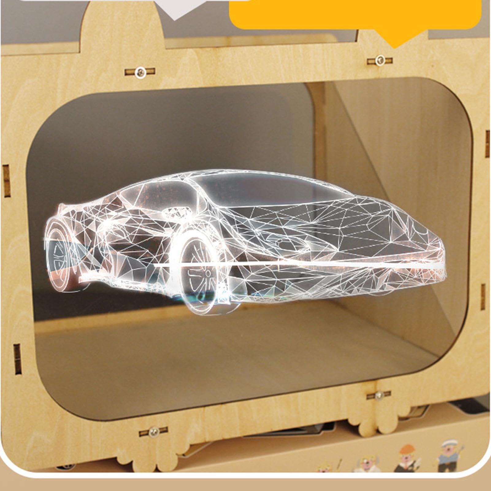 Portable Smartphone Projector for Home Theater - Wooden Cardboard Cinema Projector with Hologram Display Stand | Perfect for Movie Nights, Gaming & Visual Presentations