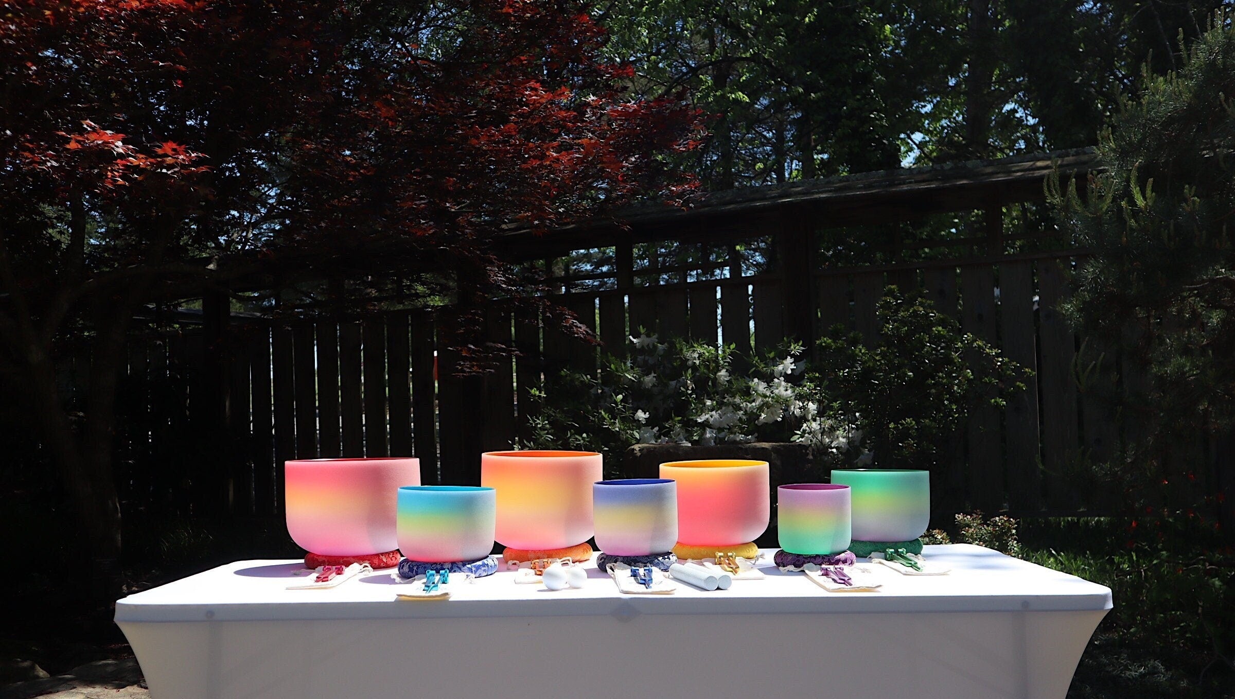 432Hz Rainbow Singing Bowl Set with 10 Chakra Tuning Forks & Crystal Attenuators - Perfect Pitch Sound Therapy Kit for Meditation, Yoga, and Energy Healing - Includes Protective Cases