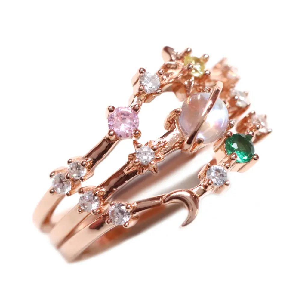 Stackable Galaxy Rings for Women - Elegant Space-Themed Jewelry Set for Layering & Everyday Wear - Perfect for Gifts, Parties & Boho Fashion