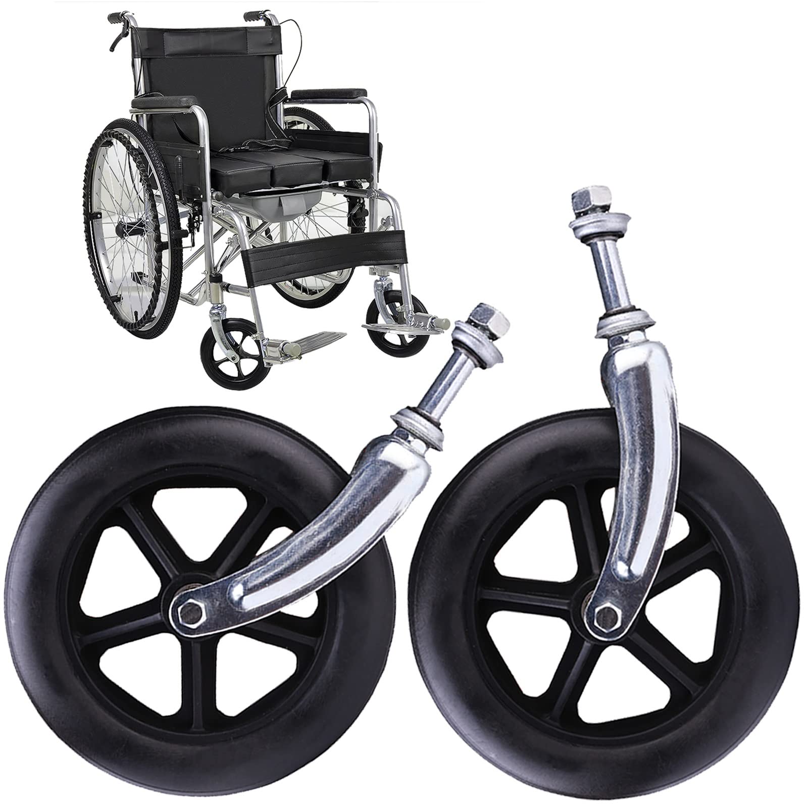 LIGUOYI 2-Pack Wheelchair Caster Wheels with Front Forks - 6