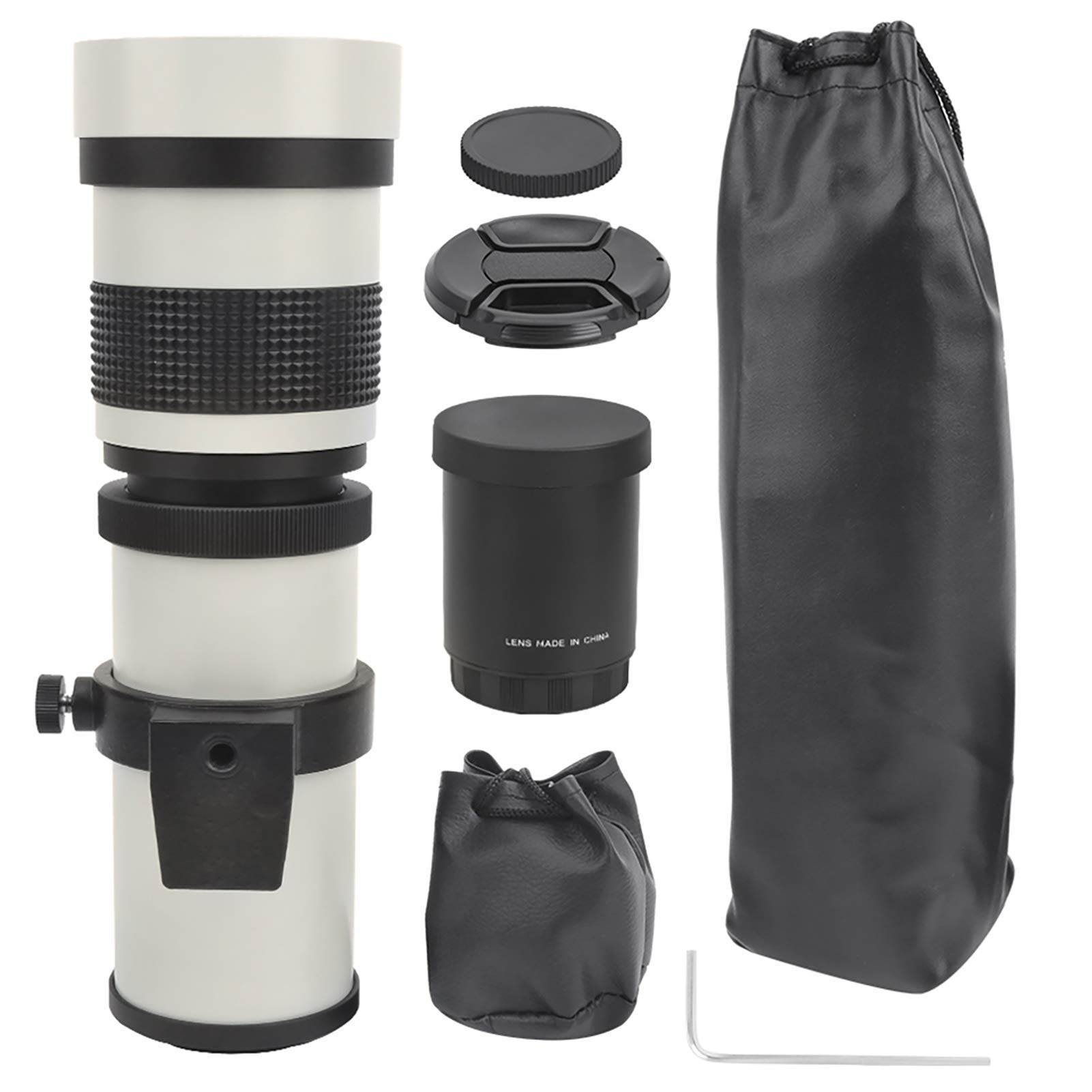 Yunseity 420-800mm Telephoto Zoom Lens for Canon EF-S Mount DSLR Cameras with 2X T2-Mount Teleconverter - F8.3 Aperture, 67mm Filter Diameter (White) - Perfect for Wildlife Photography, Sports Events, and Long-Distance Shooting