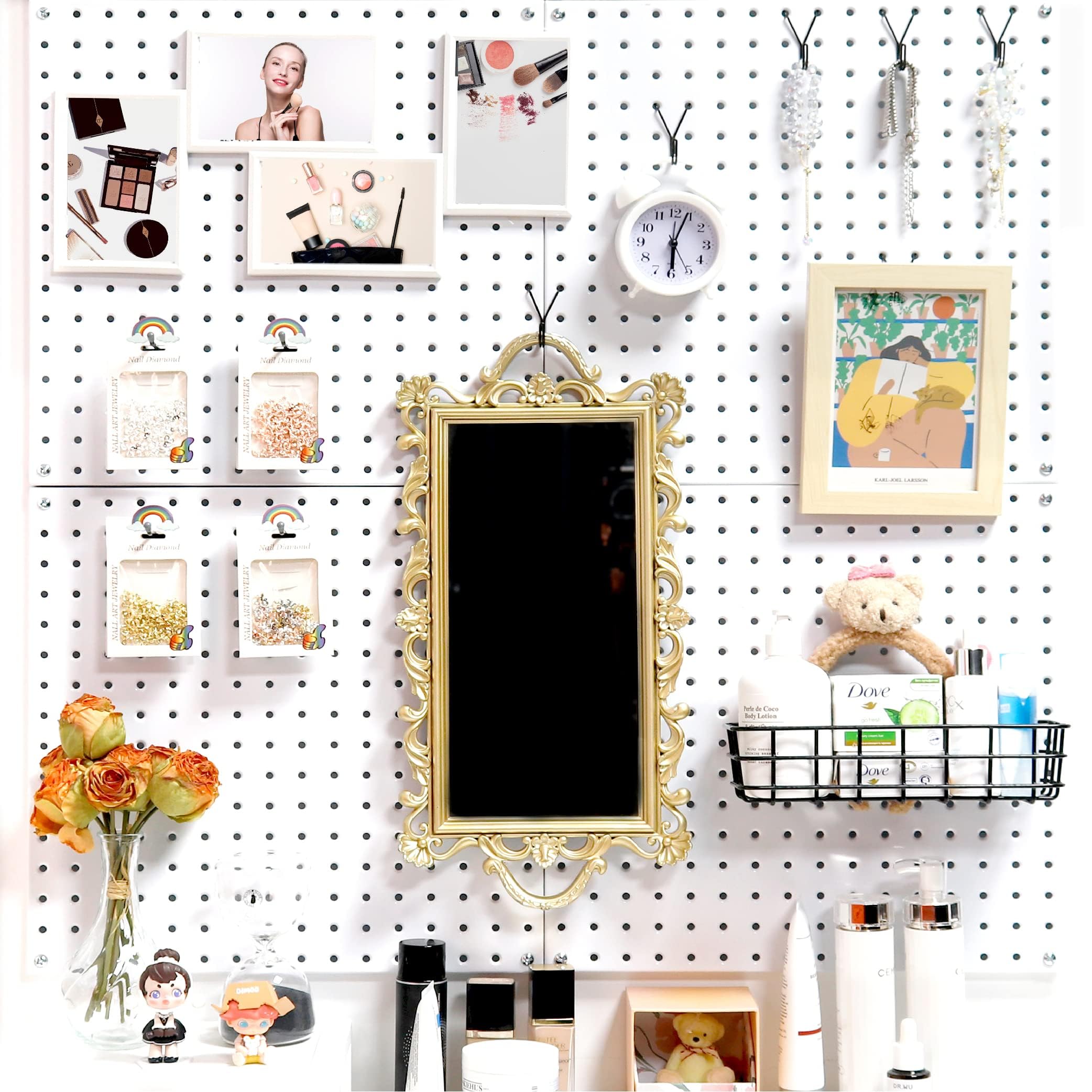 HUHOLE Pegboard Hooks 40 Pack - 1 Inch Black J-Hooks for Jewelry, Necklaces, Keys & Small Tools | Secure Fit for 1/8” & 3/16” Peg Boards | Perfect for Retail Displays, Workshop & Home Organization