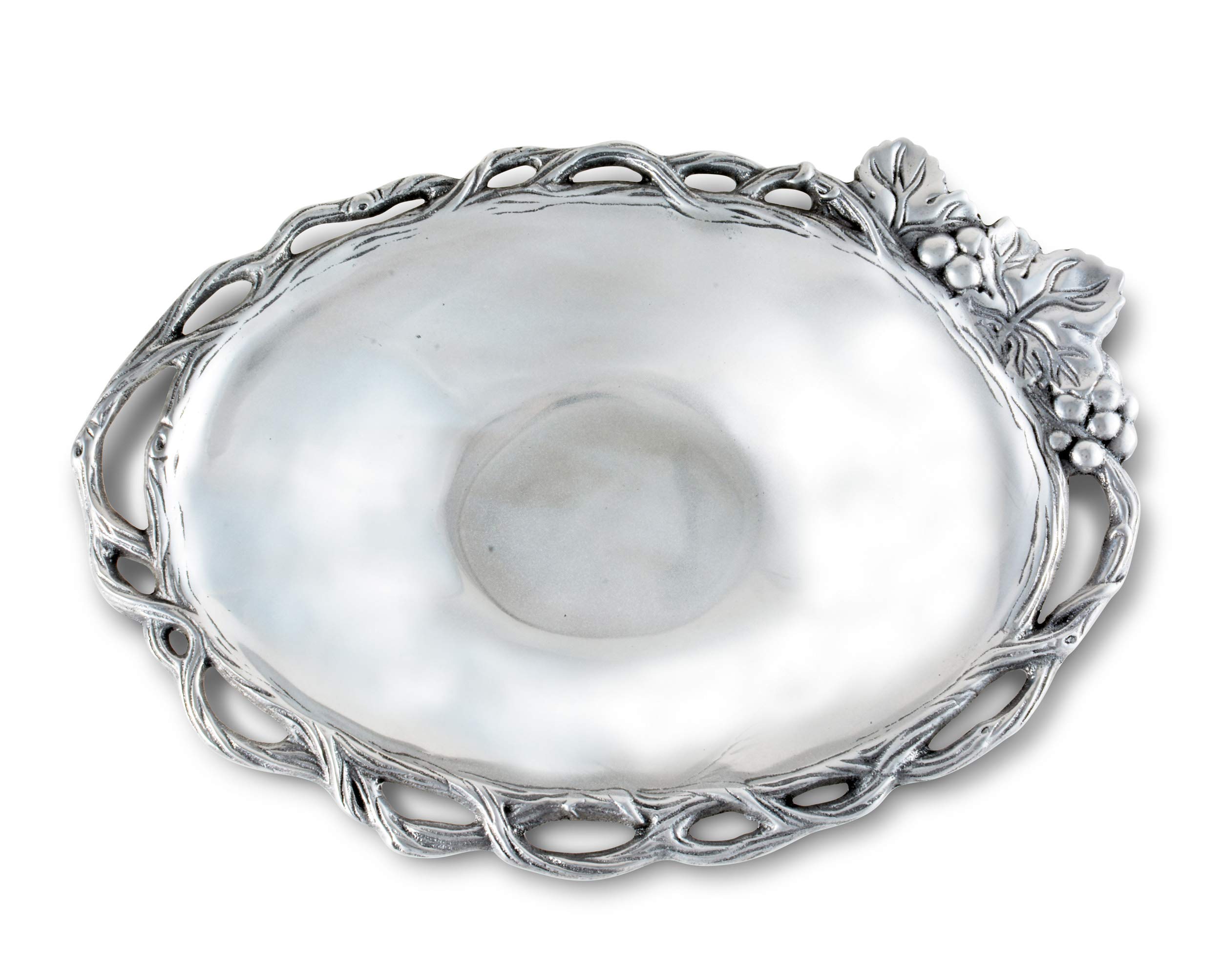 Arthur Court Designs 11.5 Inch Aluminum Grape Vine Vegetable Serving Dish - Elegant Fruit & Appetizer Tray for Parties, Weddings & Holiday Entertaining
