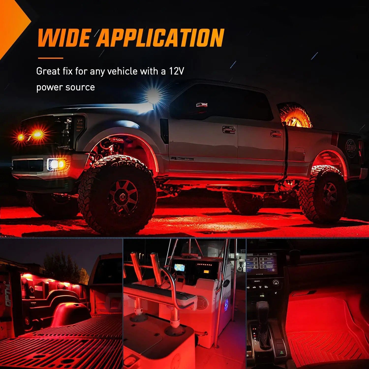 24-Piece Ultra Bright Red LED Light Kit - 8 Sets for Cars, Motorcycles, Boats & Home Decor - High Visibility & Energy Efficient Lighting