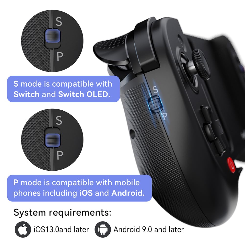 ShanWan Wireless Switch Controller - Ergonomic Joypad Replacement for Nintendo Switch OLED/iPhone/Android with Adjustable Turbo, Dual Vibration & 6-Axis Gyro | Perfect for Gaming, Streaming & Multiplayer Sessions