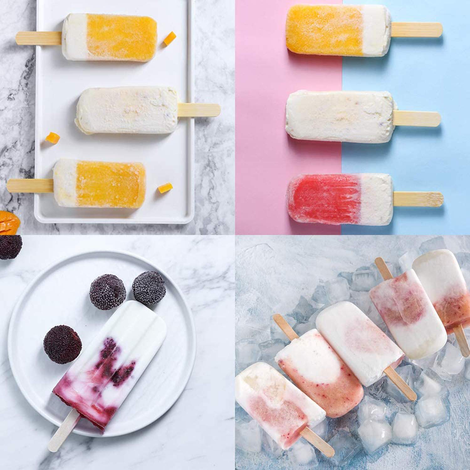 BPA-Free Silicone Popsicle Molds with Lid - 3 Cavity Ice Pop Maker for Homemade Popsicles, Ice Cream & Cake - Easy Release with 100 Sticks (Set of 2, Red) - Perfect for Summer Treats, Kids Snacks & Party Desserts
