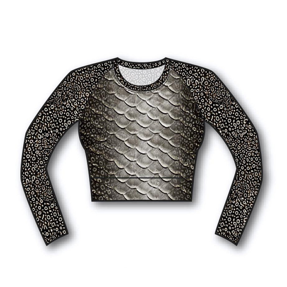 Eagle Ray Cropped Rash Guard - UPF 50+ Sun Protection, Quick Dry Swim Shirt for Women - Perfect for Surfing, Swimming & Beach Activities