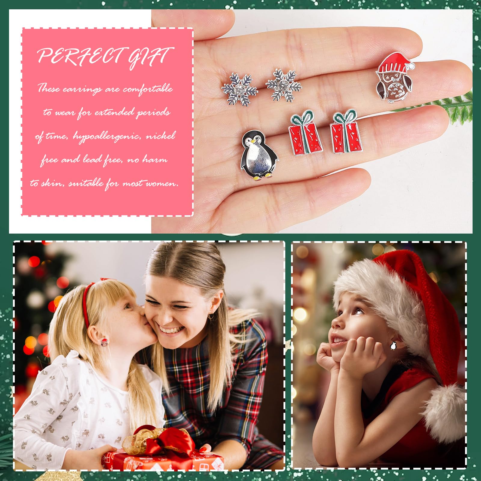 Festive Christmas Earrings for Women - Holiday Tree, Snowflake, Candy Cane, Penguin & Gingerbread Dangle Earrings - Perfect Stocking Stuffers & Party Accessories for Xmas Celebrations
