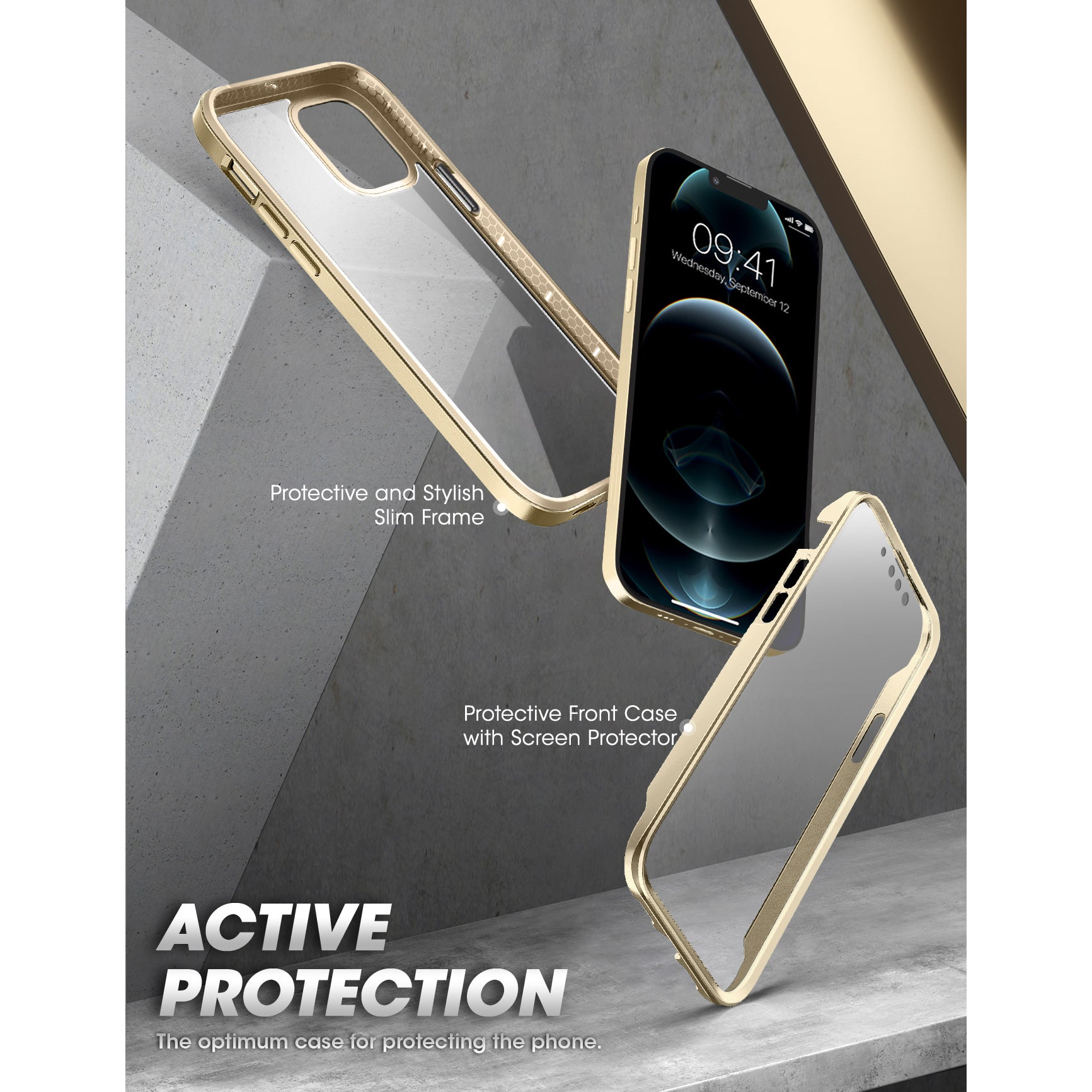 iPhone 13 Pro Max Case 6.7 Inch - Unicorn Beetle Edge Protective Cover with Built-in Screen Protector, Shockproof & Scratch Resistant Clear Gold Case - Perfect for Daily Use, Travel & Outdoor Activities