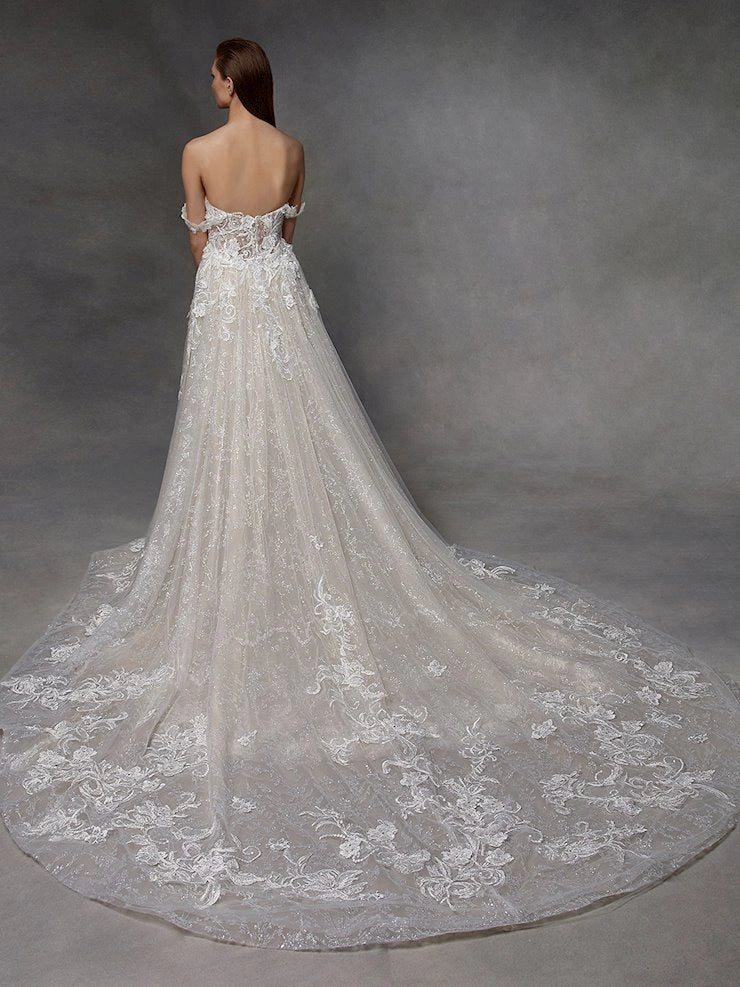 Badgley Mischka Dita Wedding Dress with Detachable Overskirt - Size 8 | Elegant Bridal Gown for Formal Weddings & Special Occasions