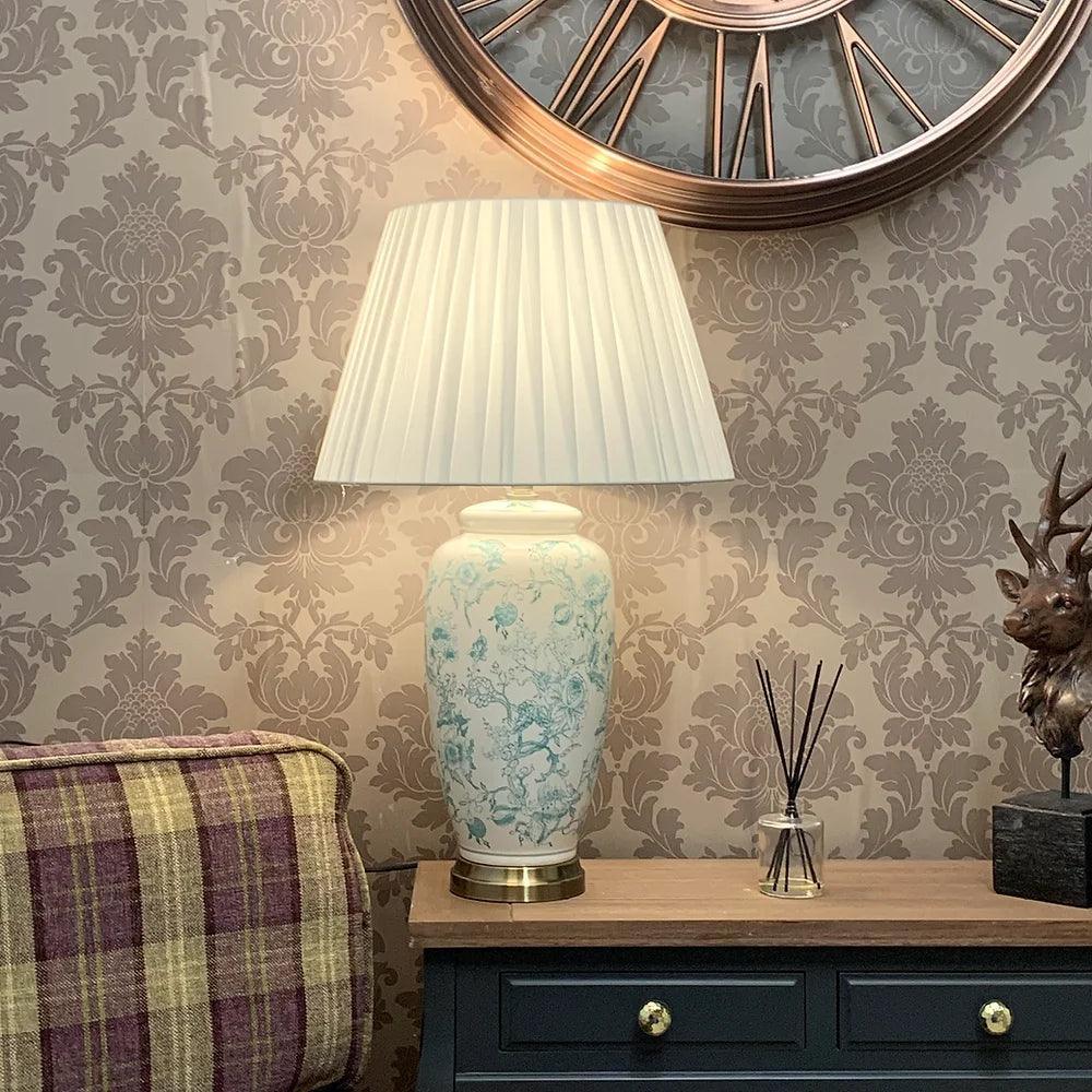 Bourton Green & Cream Ceramic Table Lamp - Modern Home Decor, Bedside Lighting for Bedroom, Living Room, Office - Energy Efficient LED Compatible