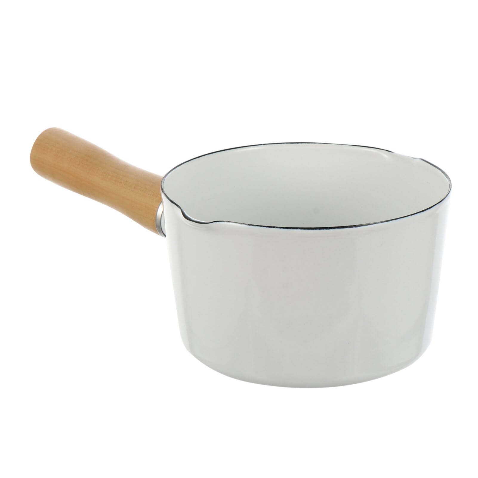 **Cabilock Ceramic Saucepan - Small Enamel Milk Pot with Wood Handle for Melting Chocolate, Butter, Candy & Candle Making - Perfect for Coffee Warmer, Soup, and Milk Boiling (Ideal for Kitchen, Baking & DIY Crafts)**