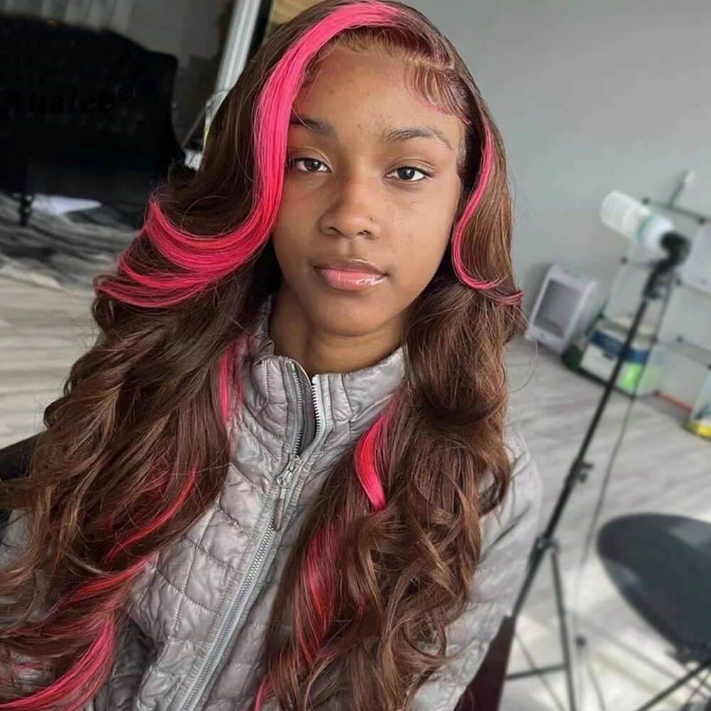 Skunk Stripe Wig Collection | eullair Must Have Gorgeous Colored Highlight Lace Frontal Wig for Women - Perfect for Cosplay, Parties & Fashion Styling