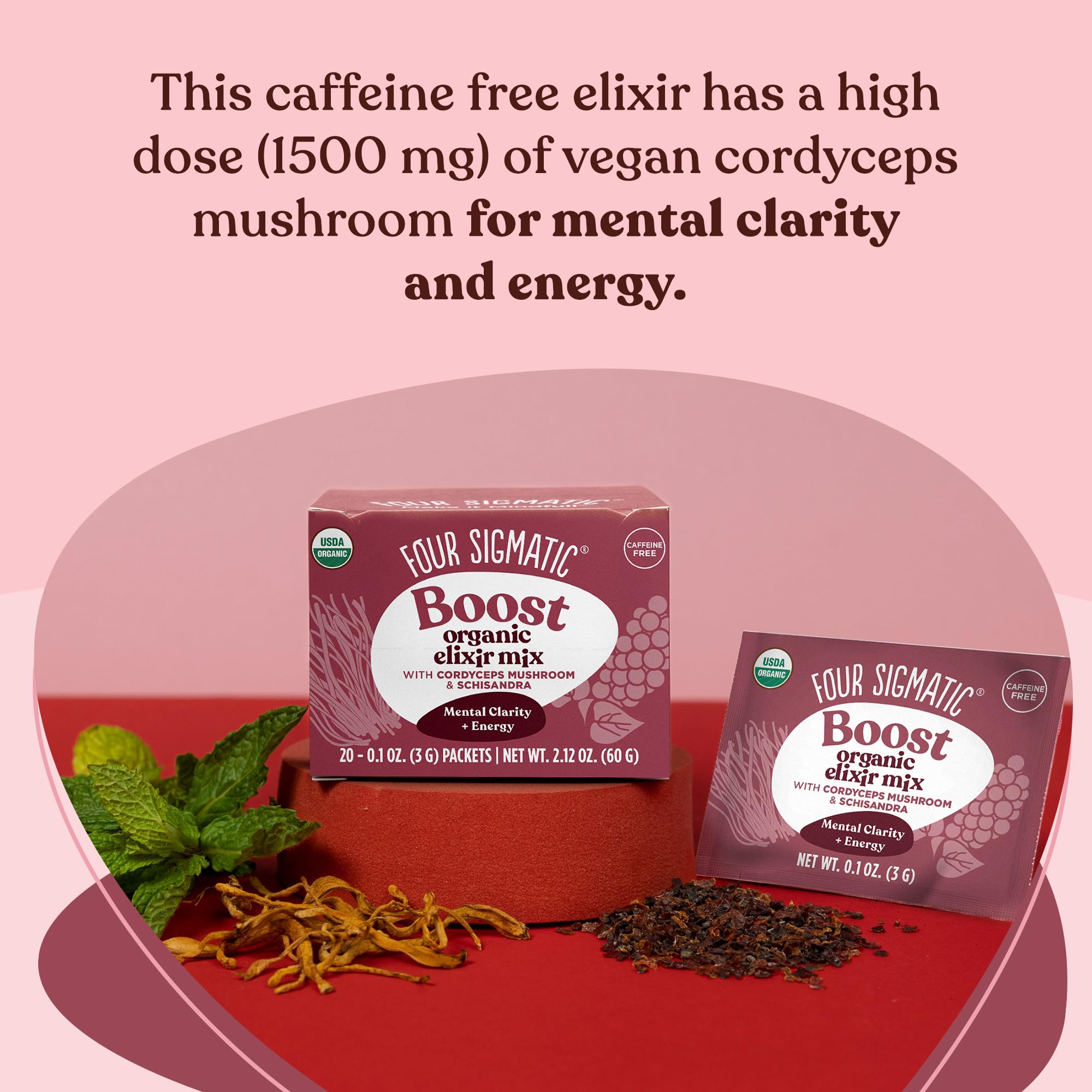 Four Sigmatic Organic Cordyceps Mushroom Elixir Powder - 20 Pack | Energy Boosting Coffee Alternative with Rose Hips & Schisandra | Supports Athletic Performance & Keto Diet | Great for Travel, Workouts & Morning Routines