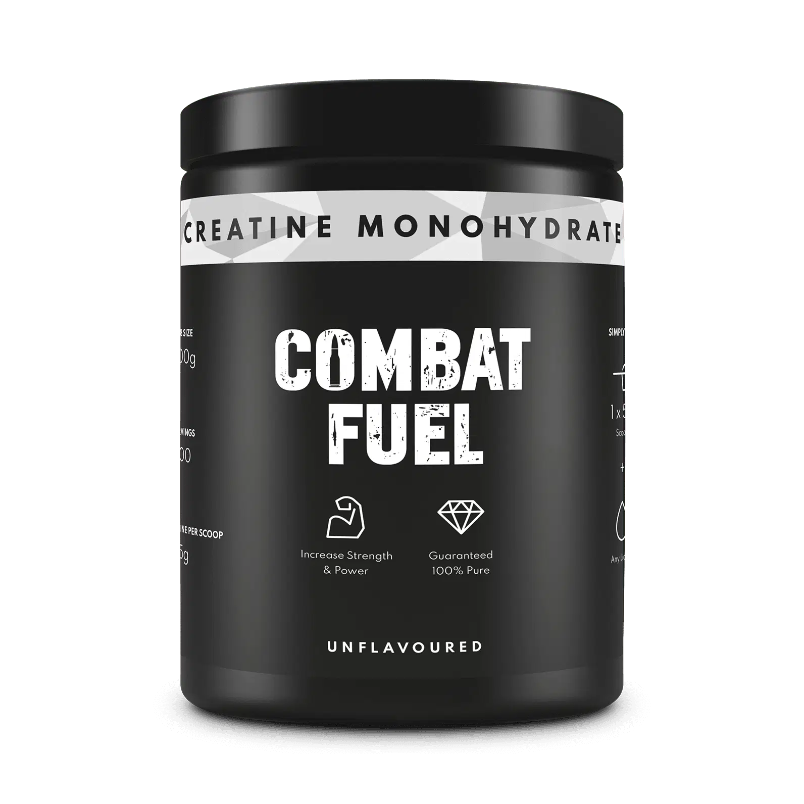 Combat Fuel Creatine Monohydrate Powder 500g - Pure Muscle Building Supplement for Athletes & Bodybuilders - Pre Workout & Post Recovery