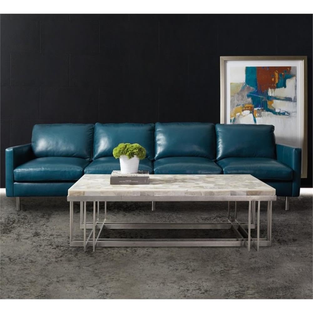 Hooker Furniture Melange Marin Onyx Top Coffee Table in Pewter - Modern Living Room Accent Table for Home Decor & Entertainment Spaces