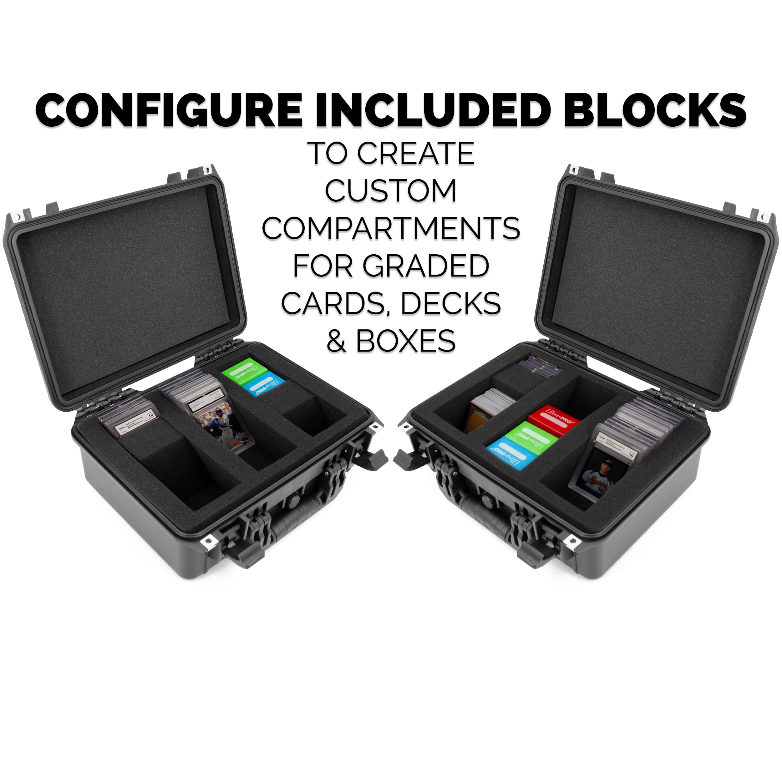 CASEMATIX Graded Card Case Pro Edition - Waterproof Storage Box for 100 BGS/PSA Graded Sports Trading Cards with Foam Dividers | Perfect for Collectors, Card Shows & Secure Transport
