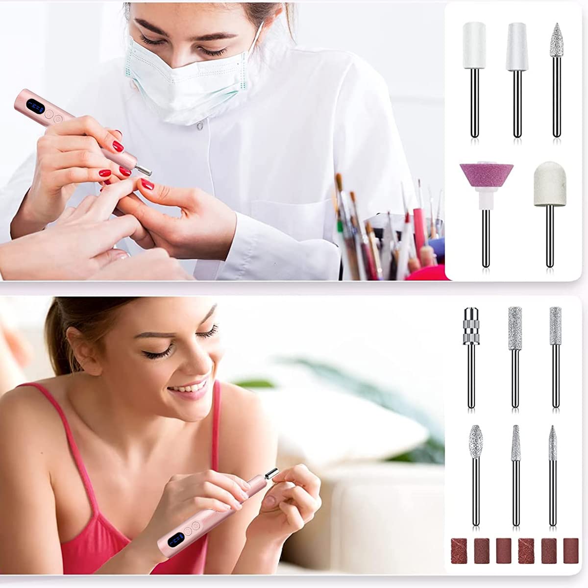 MAYCREATE® Professional Cordless Nail Drill Machine with 6 Drill Bits - Adjustable Speed Electric Manicure Pedicure Kit for Gel Nails, Nail Extensions & Salon Use - Perfect for Home Nail Care & Professional Salon Services