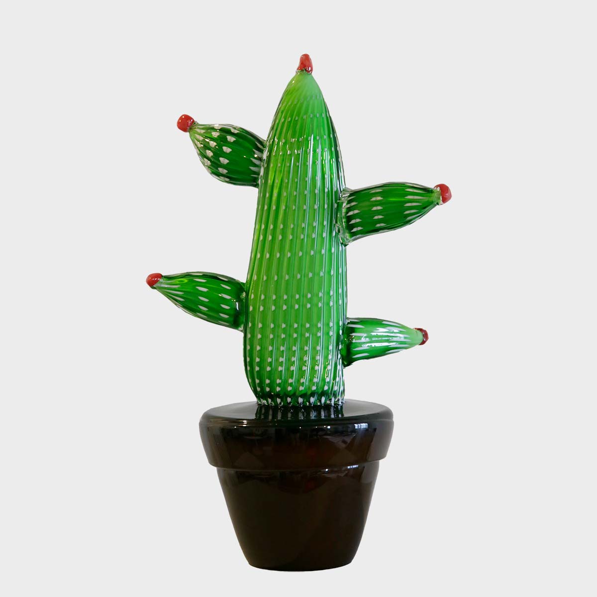 Exquisite Cactus Medium Blown Murano Glass Sculpture - Handcrafted Italian Art for Home Decor, Office & Gift Giving