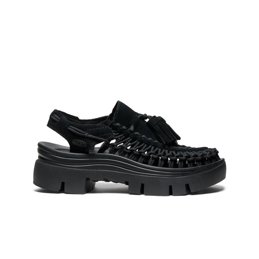 UNEEK PLT Tassel Sneakers for Men & Women - Stylish Black/Black Casual Shoes for Walking, Work & Everyday Wear