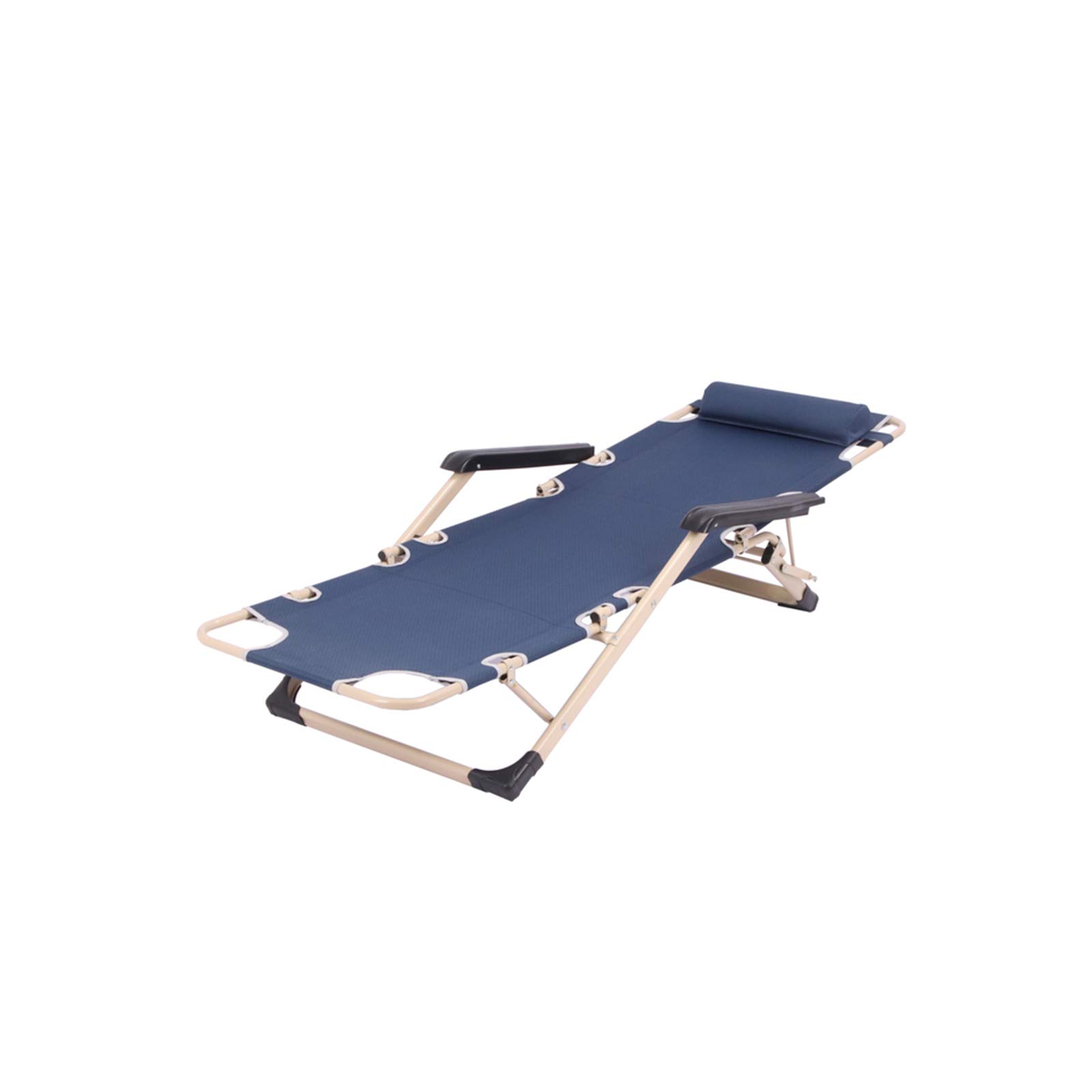 INTSUPERMAI Folding Single Bed - Portable Deck Chair with 10 Legs, Round Tube Frame, Outdoor Lounge Chair for Patio, Beach, Camping & Backyard Relaxation (Blue)
