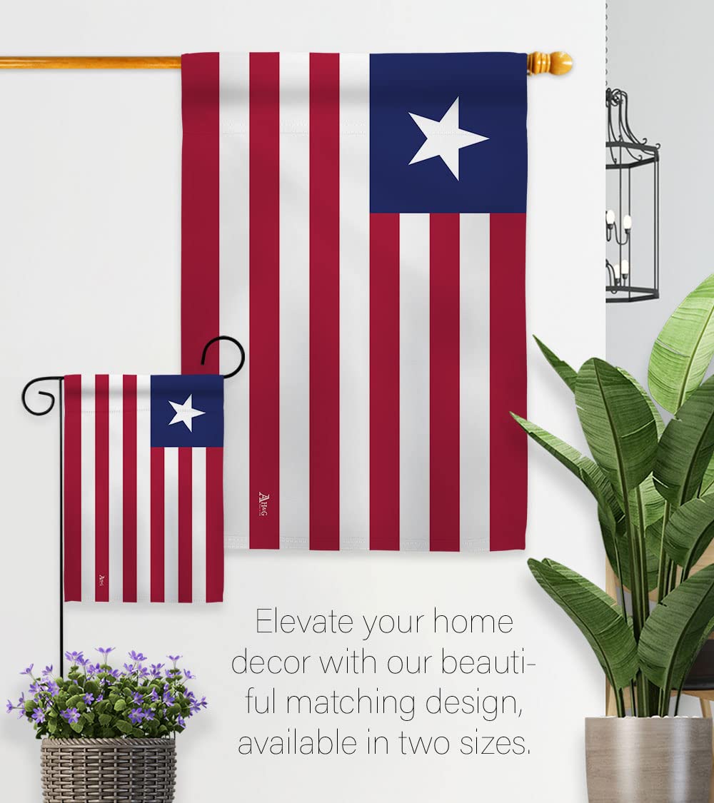 Americana Home & Garden Liberia Double-Sided Garden Flag Set with Stand - USA Made Patriotic Yard Decoration for International Country & Regional Pride - Perfect for Front Porch, Lawn Decor, and National Holiday Celebrations