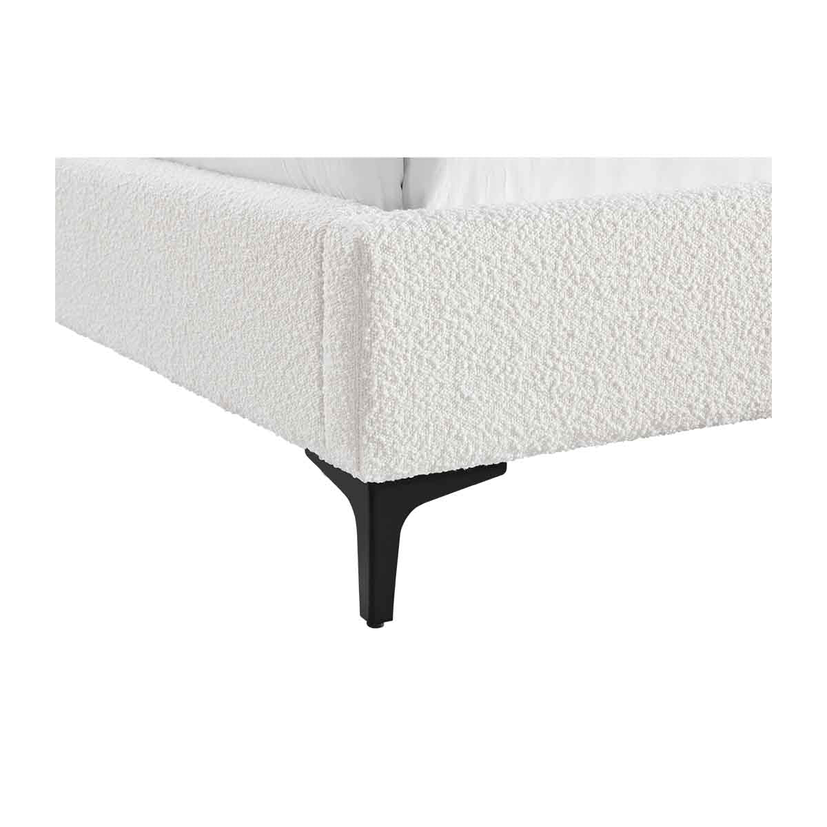 Georgia Boucle Fabric Single Bed Frame - White | Modern Minimalist Bedroom Furniture for Small Spaces & Guest Rooms