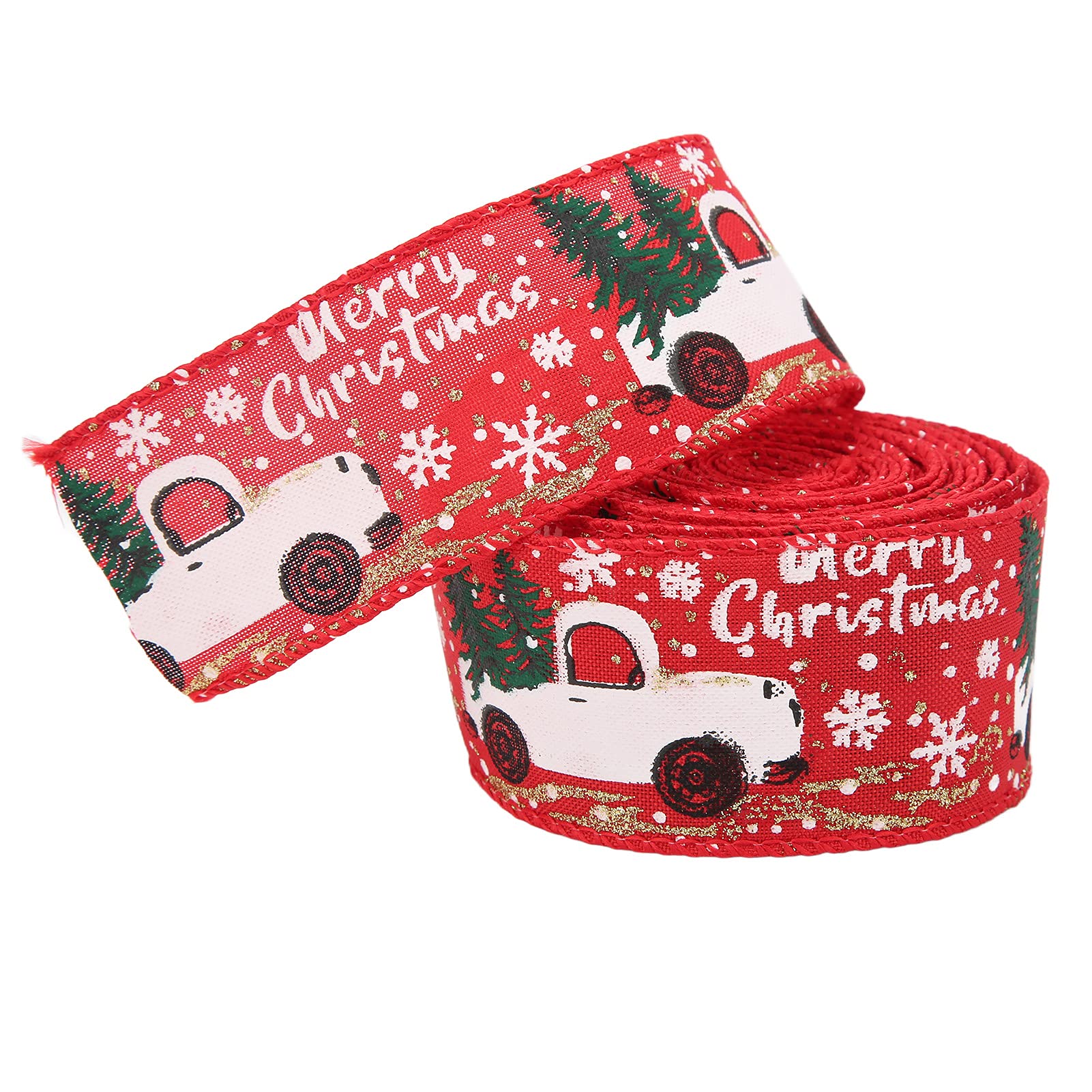 Premium Christmas Truck Pattern Gift Ribbon - Strong, Durable & Odorless Holiday Ribbon for Wrapping, Crafts & Tree Decorations (Red) - Perfect for Christmas Presents, DIY Projects & Festive Home Decor