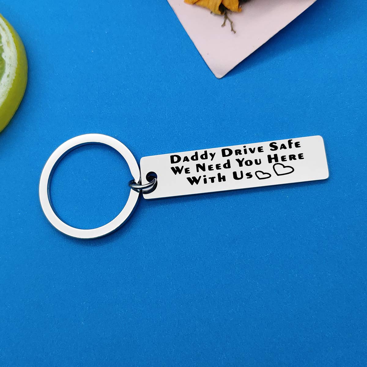 Drive Safe Keychain for Dad - Thoughtful Father's Day, Birthday & Christmas Gift for Trucker Dads - Engraved 'We Need You Here with Us' Message - Perfect for Daily Commute & Long-Distance Drivers