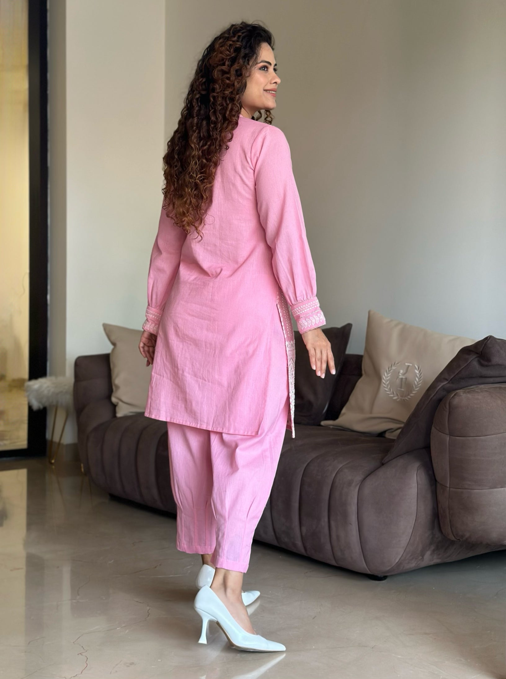 Dream Girl Pink Embroidered Kurta Set for Women - Traditional Indian Ethnic Wear for Festivals & Weddings - Perfect for Diwali, Eid & Special Occasions