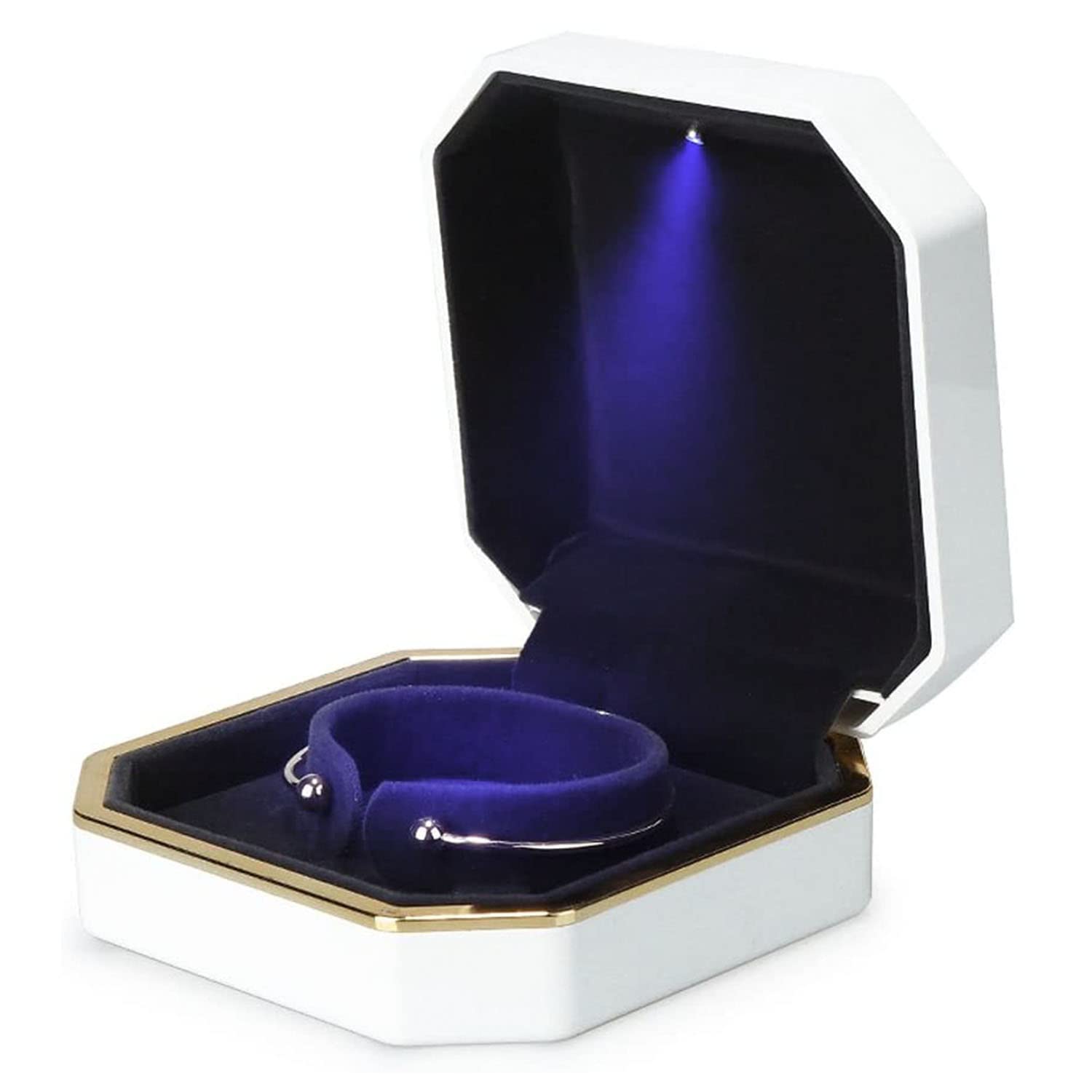 Luxury Velvet Jewelry Box with LED Light - Elegant Bracelet Storage Case & Organizer Holder for Necklaces, Rings & Watches - Perfect Gift for Women, Wedding & Home Decor